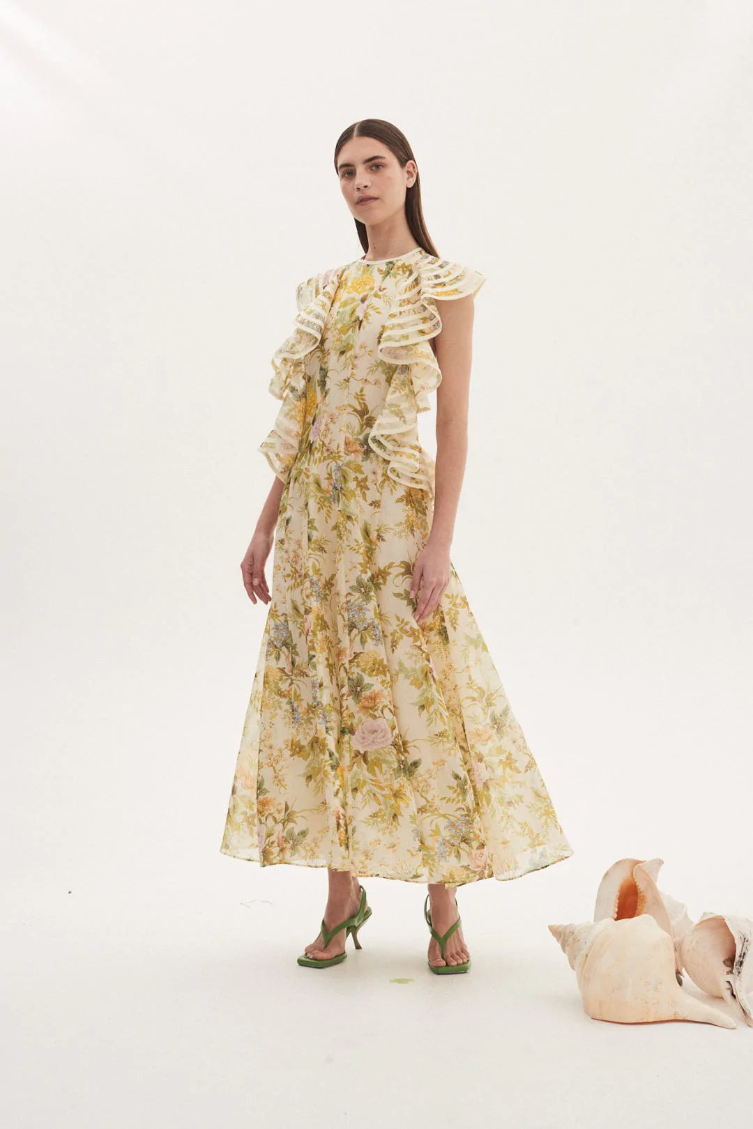 Eden Flounce Midi Dress - Elegant Floral Summer Dress for Women | Perfect for Weddings, Parties & Casual Outings