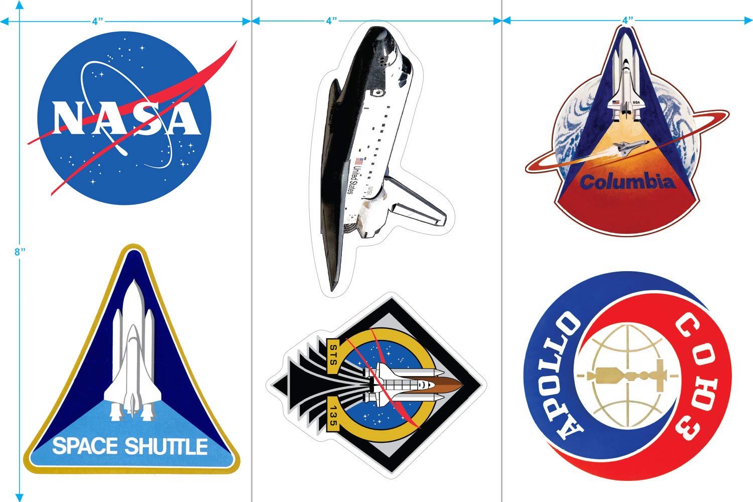 Popfunk NASA Space Shuttle Collectible Stickers - Vintage Space-Themed Decals for Laptops, Water Bottles & Notebooks - Perfect for Space Enthusiasts & Gift Giving