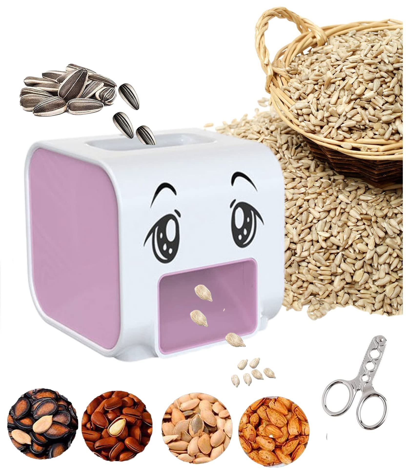 Electric Sunflower Seed Sheller & Cracker Machine - Automatic Peeler for Sunflower & Melon Seeds | Perfect for Snacking, Parties & Home Use (Pink)