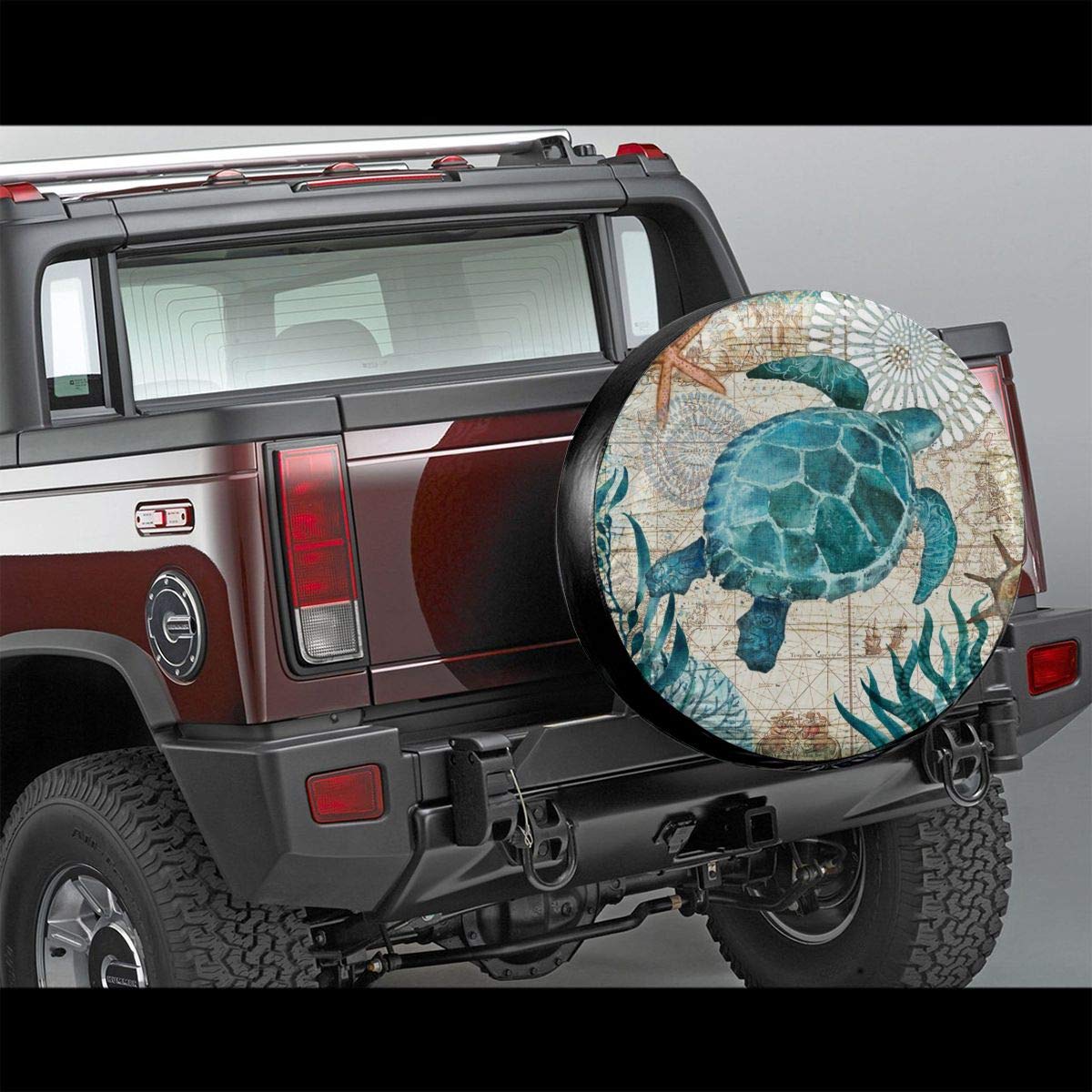Premium 14-17 Inch Spare Tire Cover with Sea Turtle Design - UV Resistant, Dustproof & Corrosion Proof for Jeep, Trailer, RV & Truck - Perfect for Outdoor Adventures & Road Trips