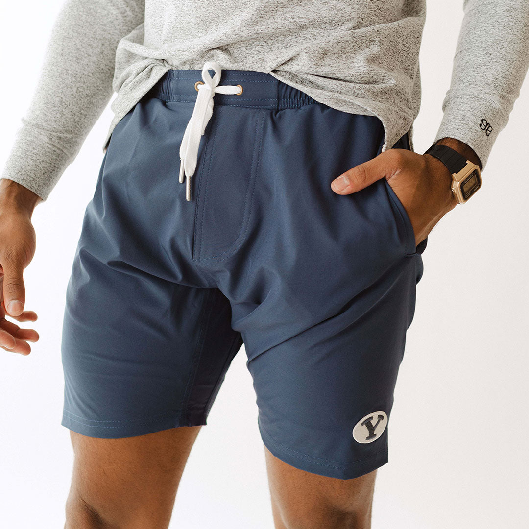 BYU Wind and Sea Men's Swim Shorts - Quick Dry, Comfortable Board Shorts for Swimming, Surfing & Beach Activities - Indigo Blue