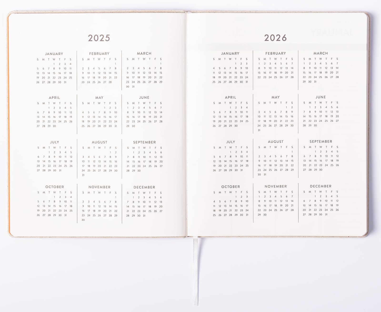 **Eccolo 2025 Large 12-Month Planner - Yearly, Monthly & Weekly Pages with Habit & Gratitude Tracker - Linen Flexi-Cover (8