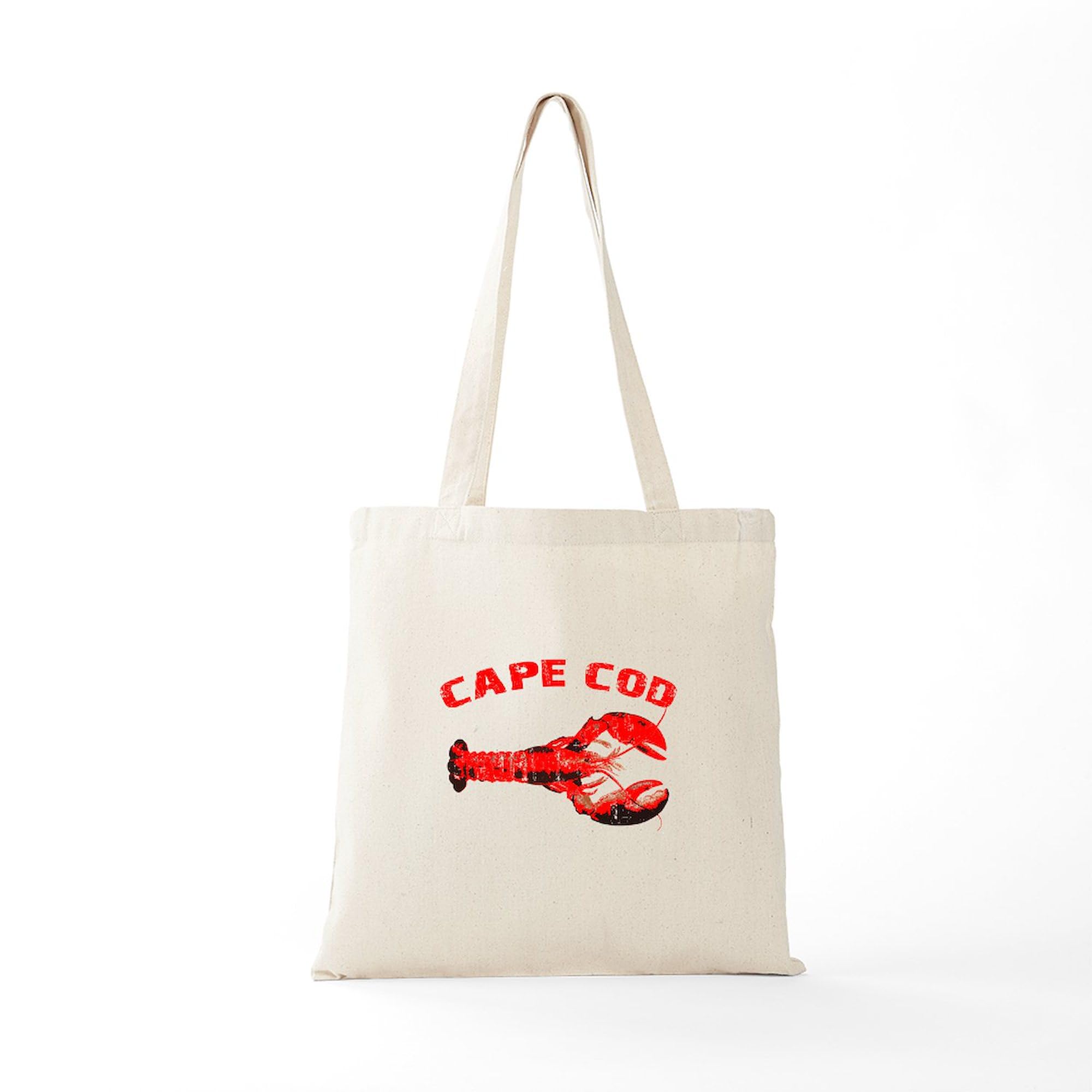 Cape Cod Lobster Canvas Tote Bag - Reusable Natural Shopping Bag for Groceries, Beach & Everyday Use
