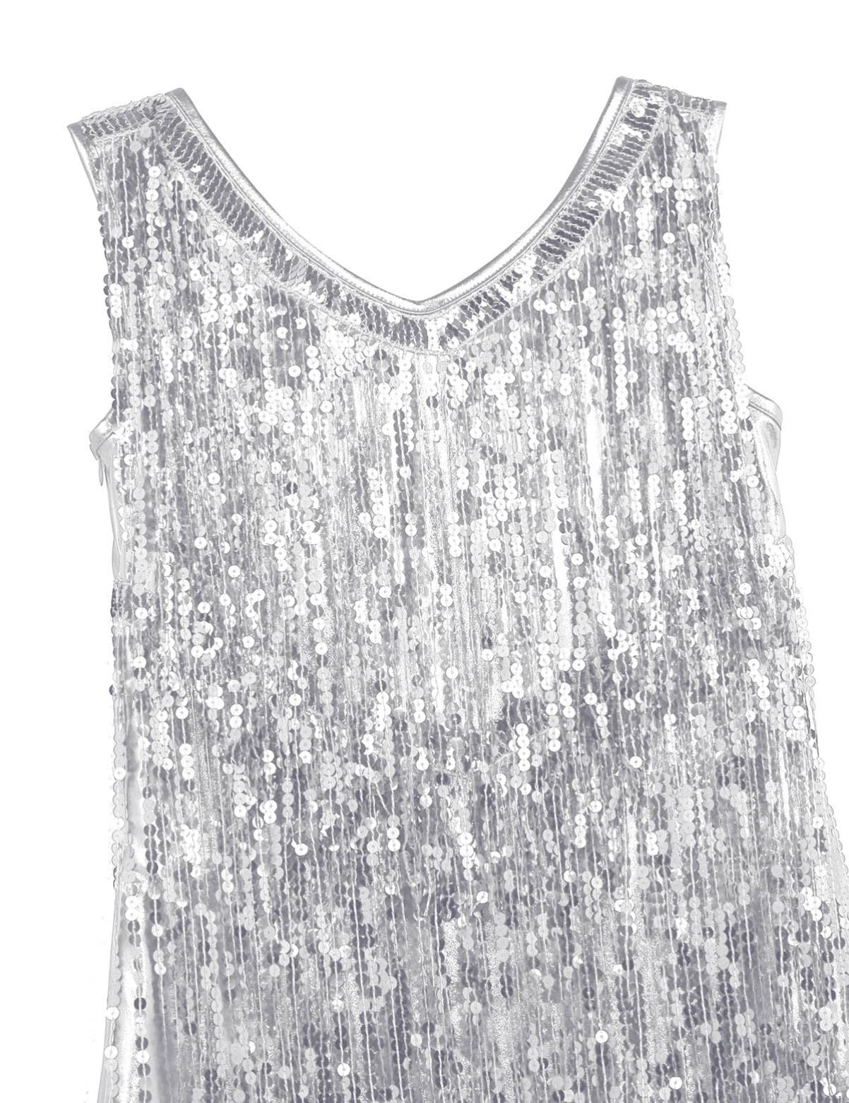 Sparkling Women's Ballroom Dance Dress with V-Neck & Sequins Tassels - Sexy Latin Salsa Performance Dress for Competition, Party & Evening Wear