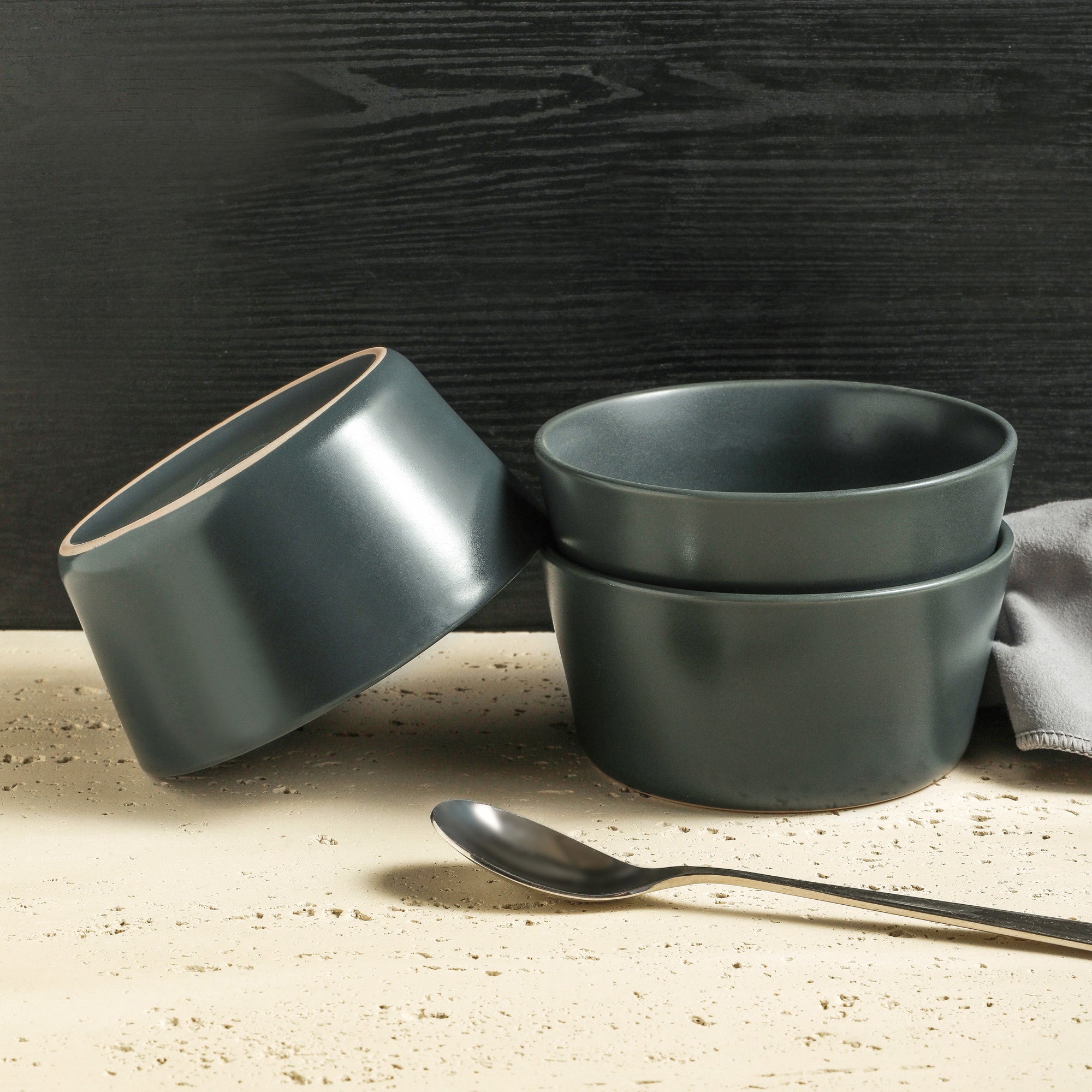 Premium Celina Stoneware Dinnerware Set - 16-Piece Gray Matte Porcelain Plates & Bowls for Everyday Dining & Entertaining