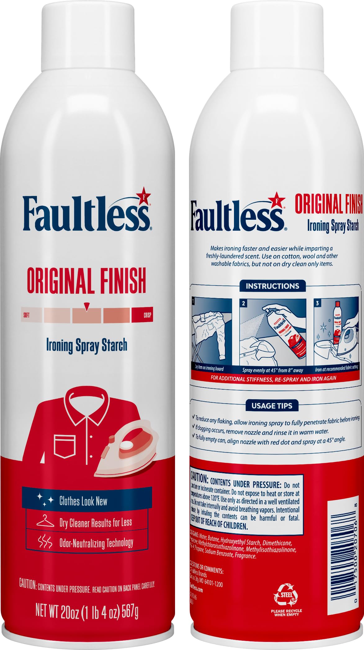 Faultless Original Hold Ironing Starch Spray - 20oz (12 Pack) for Smooth Iron Glide on Clothes & Fabric | No Residue, Even Spray | Perfect for Dress Shirts, Linens & Professional Garments
