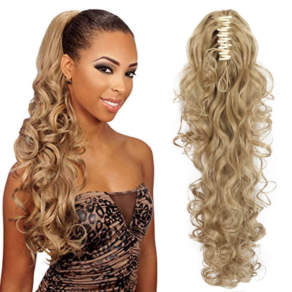 26 Inch Long Wavy Ponytail Hair Extensions for Women - 145g Real Human Hair Clip-in Ponytail (27/613 Blonde) - Perfect for Parties, Weddings & Everyday Styling