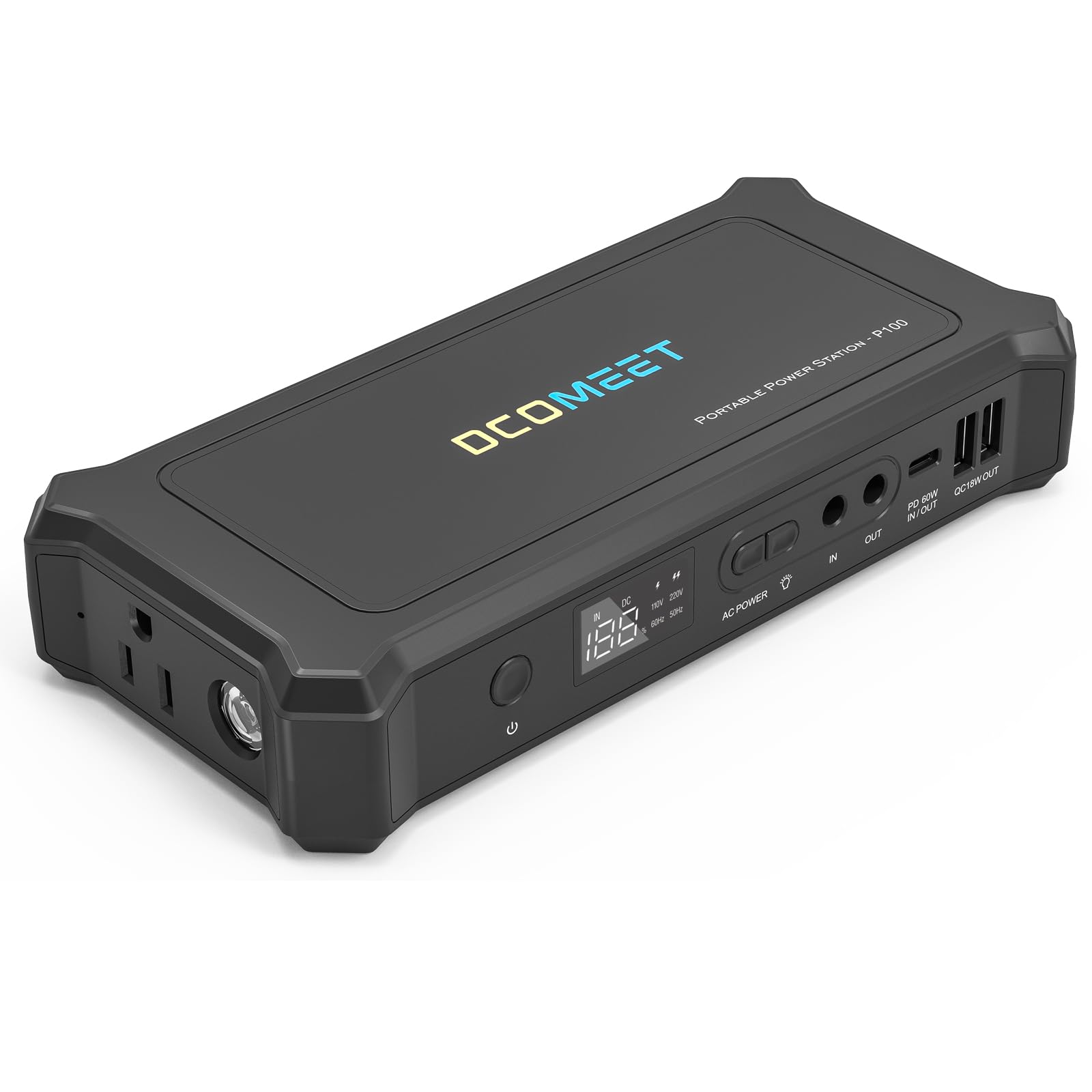 DCOMEET 99.9Wh/27000mAh Portable Power Bank with AC Outlet - 60W PD & QC 3.0 Fast Charging, Compatible with iPhone, iPad, Samsung, MacBook, Laptops & Drones (Black) | Perfect for Travel, Camping & Emergency Power Backup