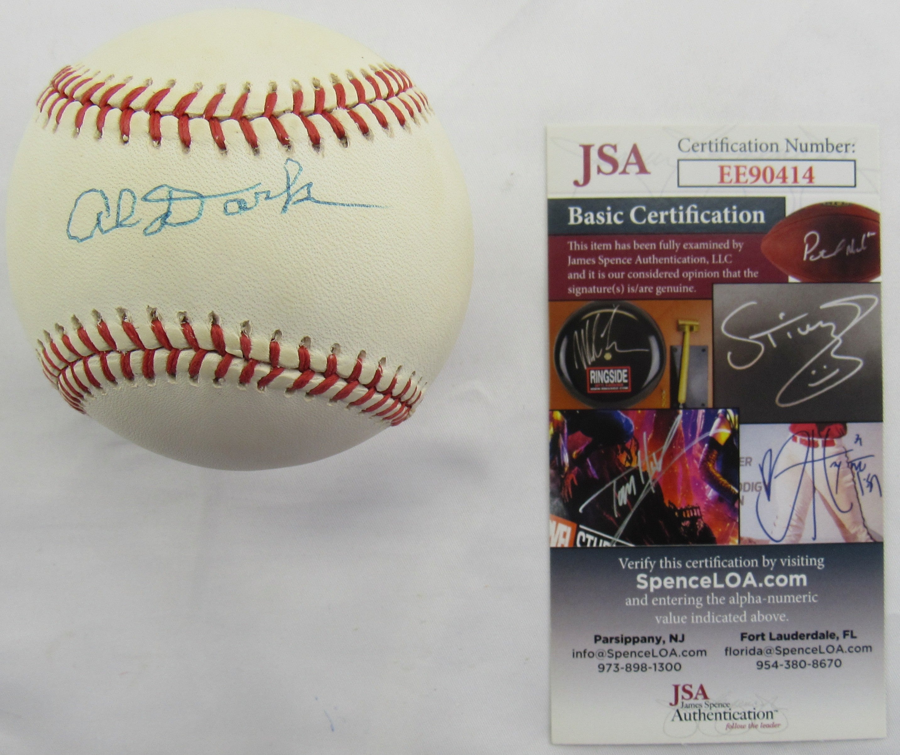 Authentic Al Dark Autographed Rawlings Baseball with JSA Certification EE90414 - Perfect for Collectors, Sports Memorabilia Displays & Baseball Fan Gifts