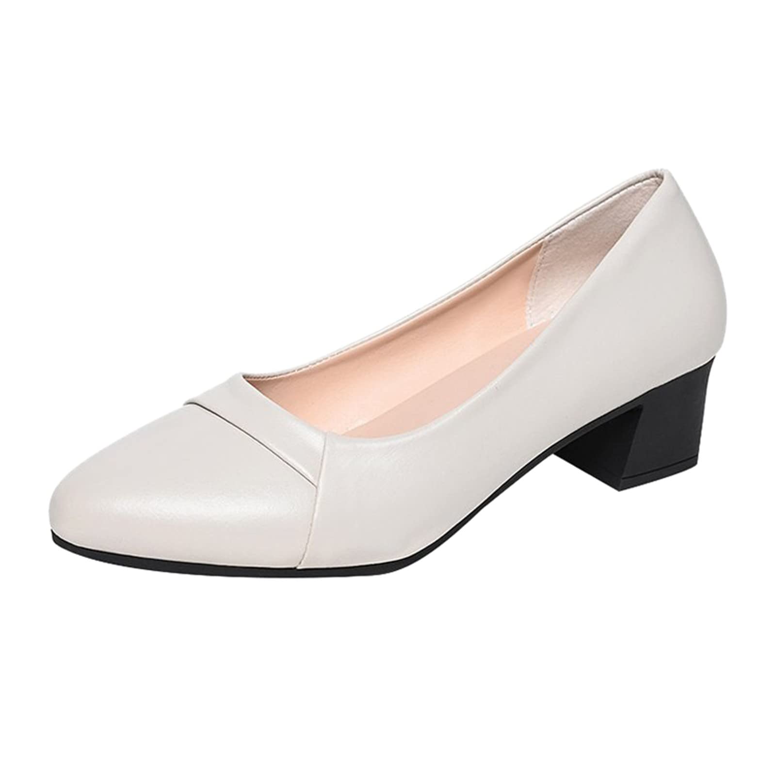 MLAGJSS Women's Chunky Heel Slip On Shoes - Patent Leather Casual Loafers with Breathable Design for Outdoor Walking & Leisure Activities | Office, Shopping, Travel Comfort Shoes