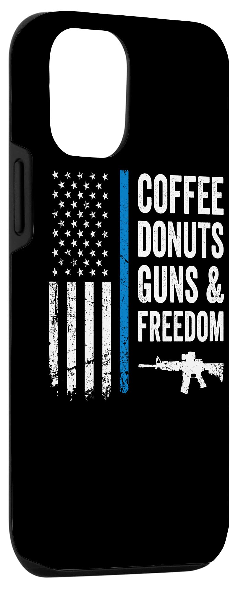 Funny Police Officer USA Flag iPhone 12/12 Pro Case - Coffee Donuts Guns & Freedom Design - Perfect for Law Enforcement Appreciation & Patriotic Gift Giving