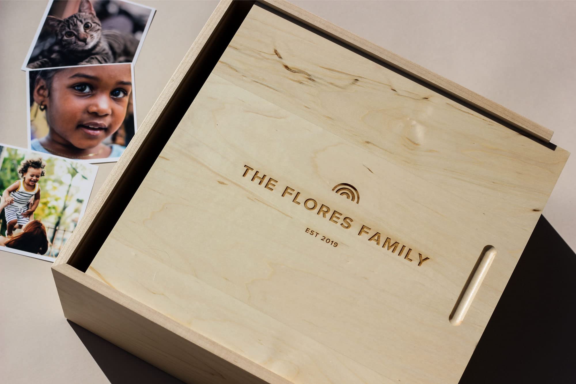 Personalized Rainbow Large Wood Keepsake Box - Custom Engraved Gift for Anniversary, Wedding, Baby Shower & Memory Storage | Perfect for Jewelry, Photos & Special Mementos