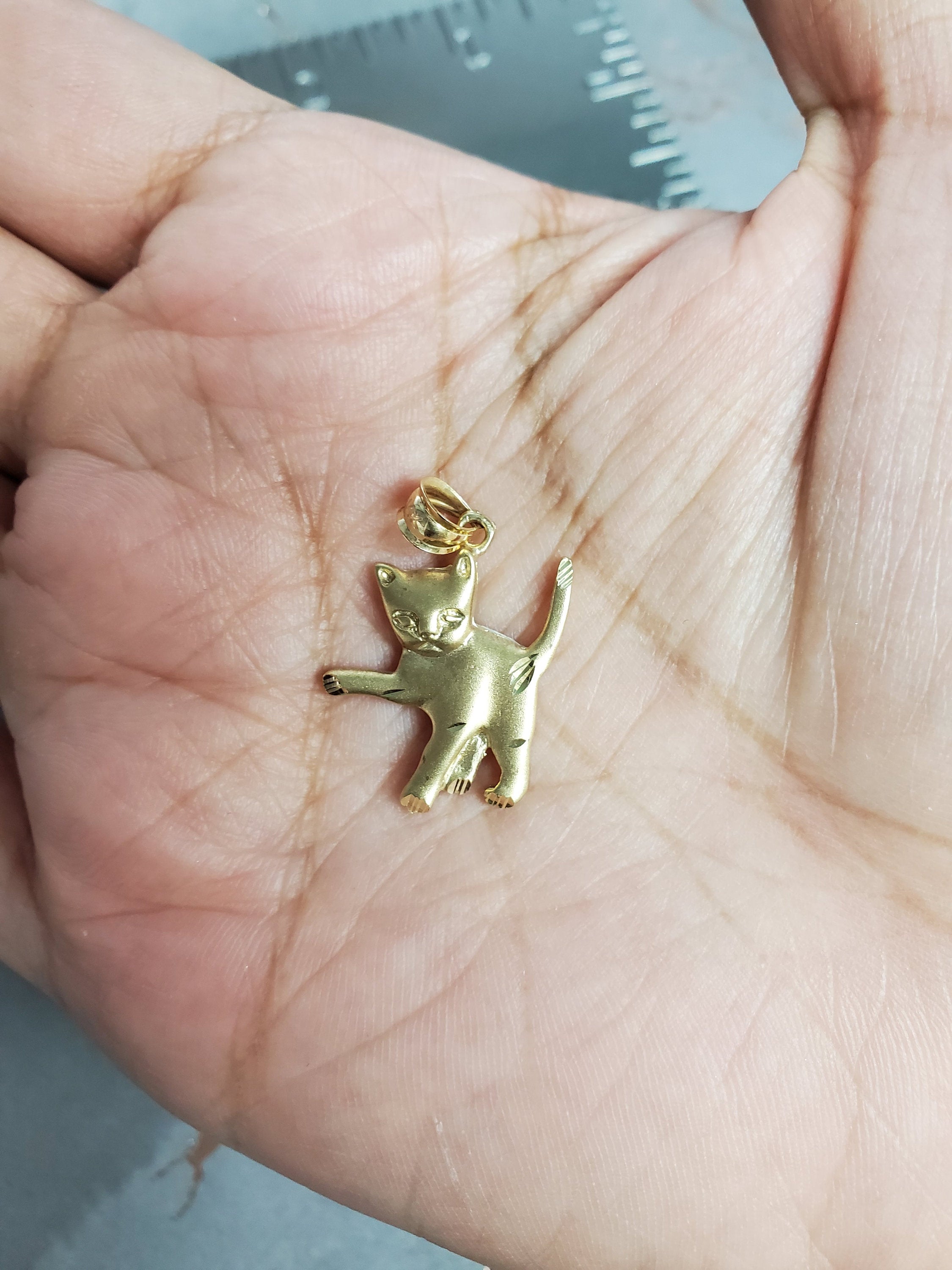 Diamond Cut Matte Finish Kitten Charm - Elegant Jewelry for Cat Lovers | Perfect for Necklaces, Bracelets & Gifts