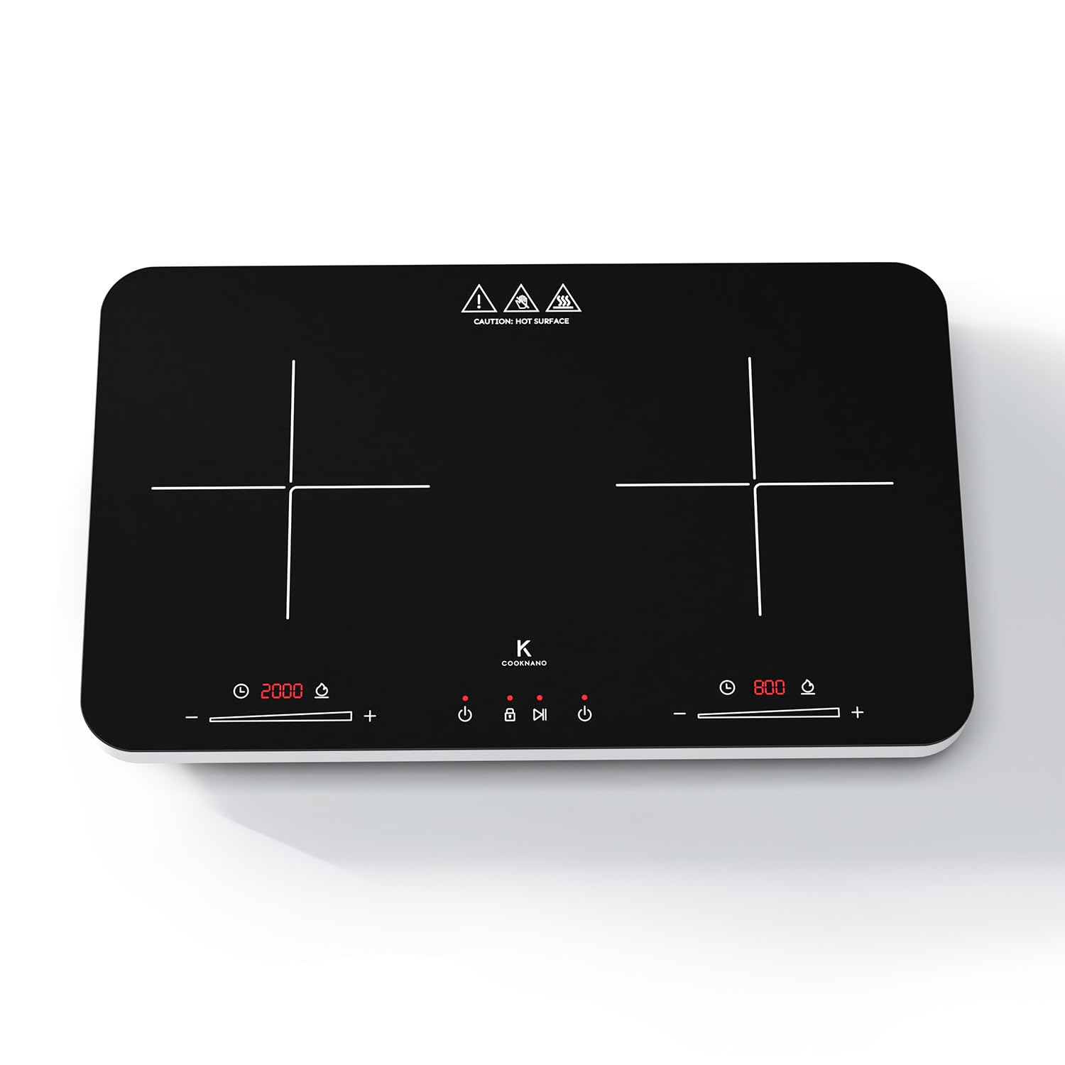 Portable Induction Cooktop 2 Burners - COOKNANO 3600W Double Induction Cooker with Independent Controls, 20 Power & Temperature Settings, 6-Hour Timer & Child Safety Lock - Perfect for Home Kitchen, Dorm, RV & Outdoor Cooking