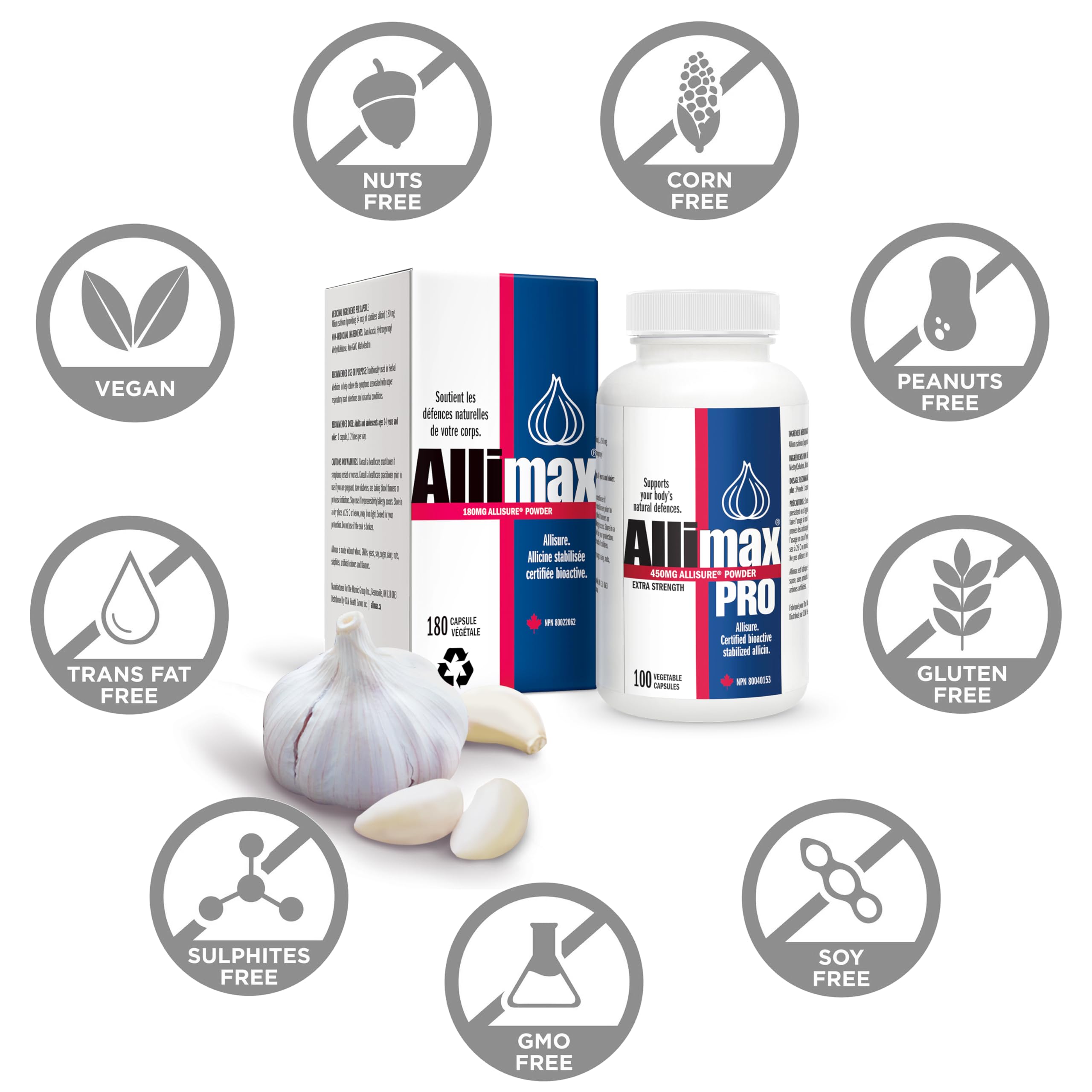 Allimax Pro 450mg 100 Vegicaps - Premium Allicin Garlic Supplement for Immune Support | Stabilized Allicin from Organic Spanish Garlic | Professional Strength Formula for Daily Wellness & Immune Boost