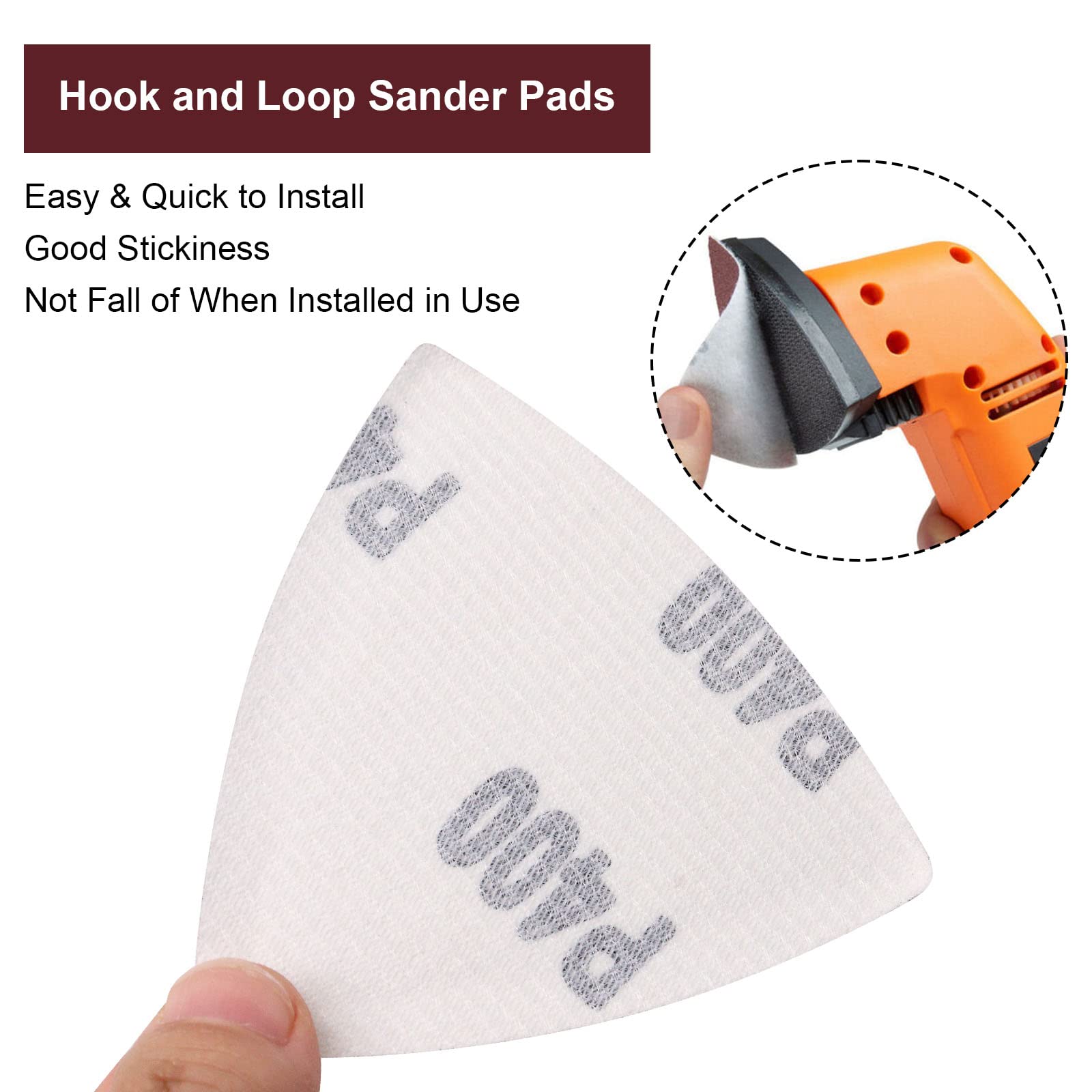 120 Pcs 400 Grit Triangle Sanding Pads for Oscillating Multi Tool - 3-1/8