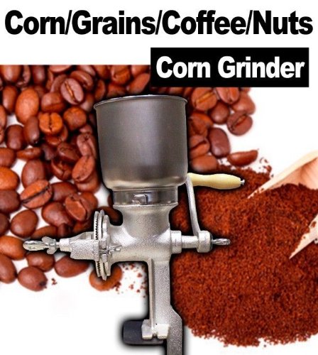 Premium Cast Iron Corn Grain Coffee Grinder Mill - Heavy Duty Manual Hand Crank for Fresh Coffee, Spices & Nuts - Perfect for Home, Camping & Off-Grid Use