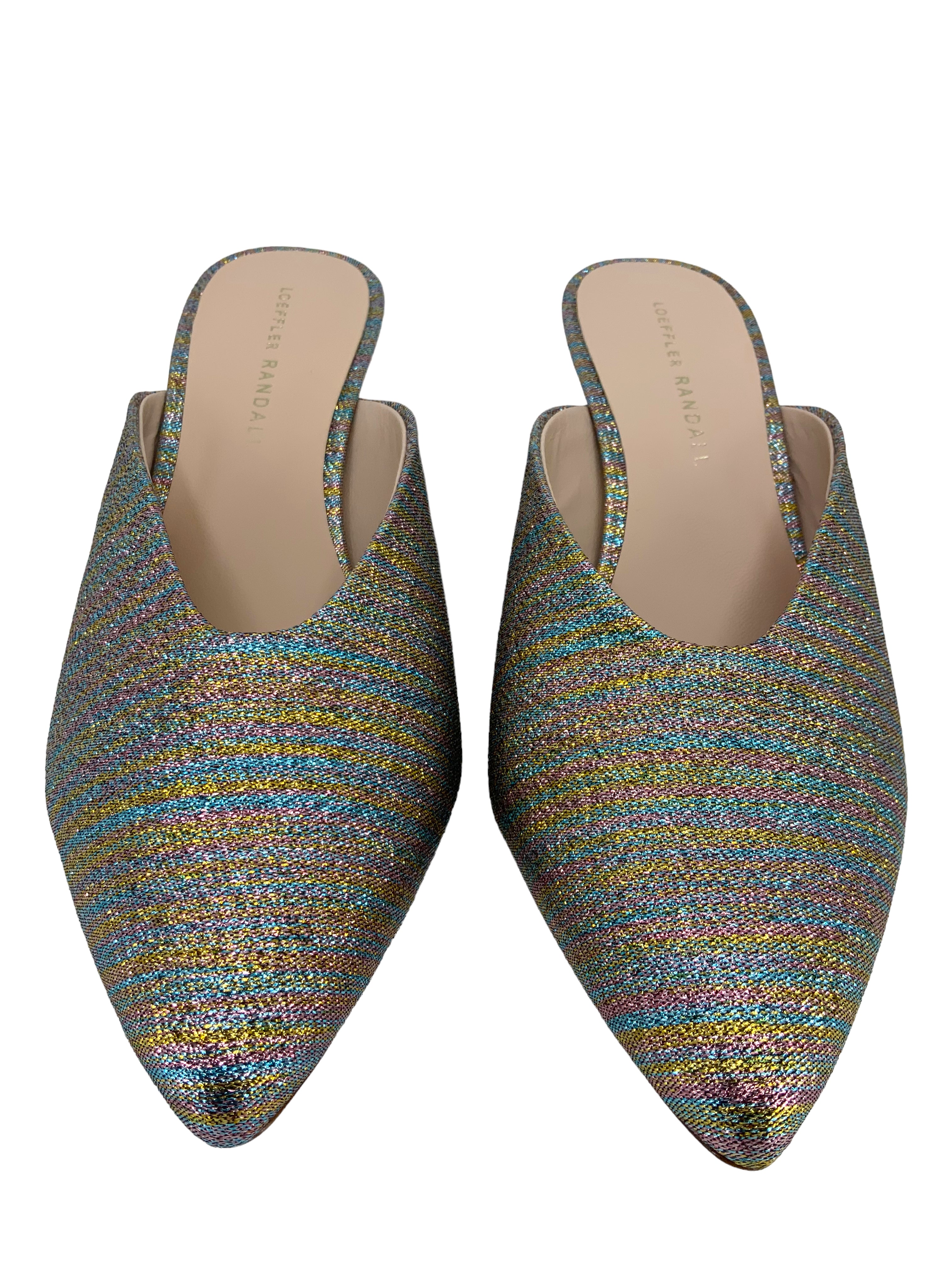 Loeffler Randall Juno Metallic Kitten Heel Mules - Women's Size 7.5 | Elegant Slip-On Shoes for Parties, Weddings & Office Wear