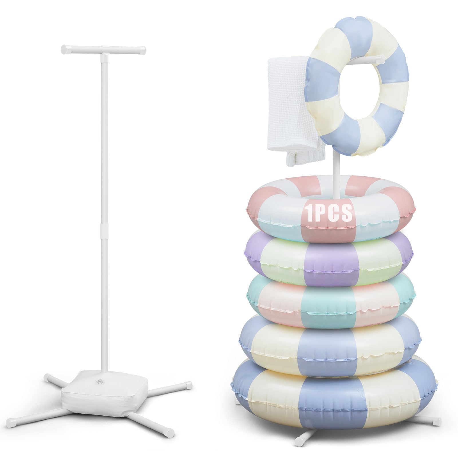 1 Pc White PVC Pool Float Storage Holder with Water Bag - 50