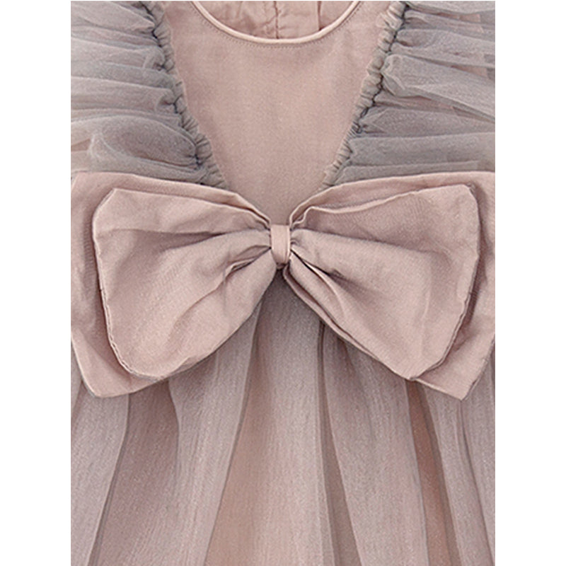Toddler Girl's Ball Gown Princess Dress - Communion & Summer Party Outfit with Bow & Mesh Details - Perfect for Special Occasions, Photoshoots & Birthday Celebrations