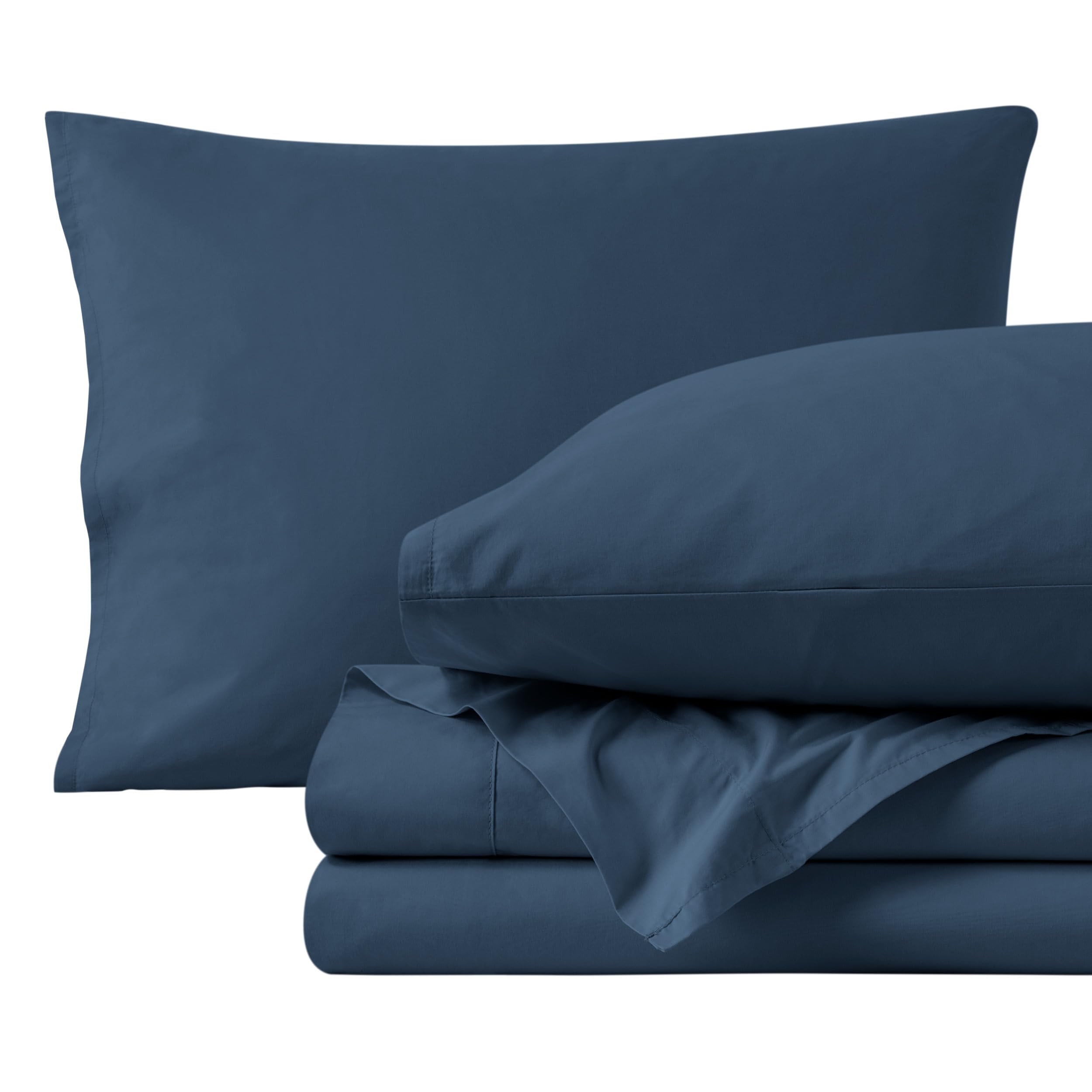 Bare Home 100% Organic Cotton Queen Sheet Set - 300 Thread Count Percale Weave - Lightweight & Breathable Bedding - Includes Fitted Sheet, Flat Sheet & Pillowcases - Perfect for Hot Sleepers & All-Season Comfort (Queen Size, Bering Sea)