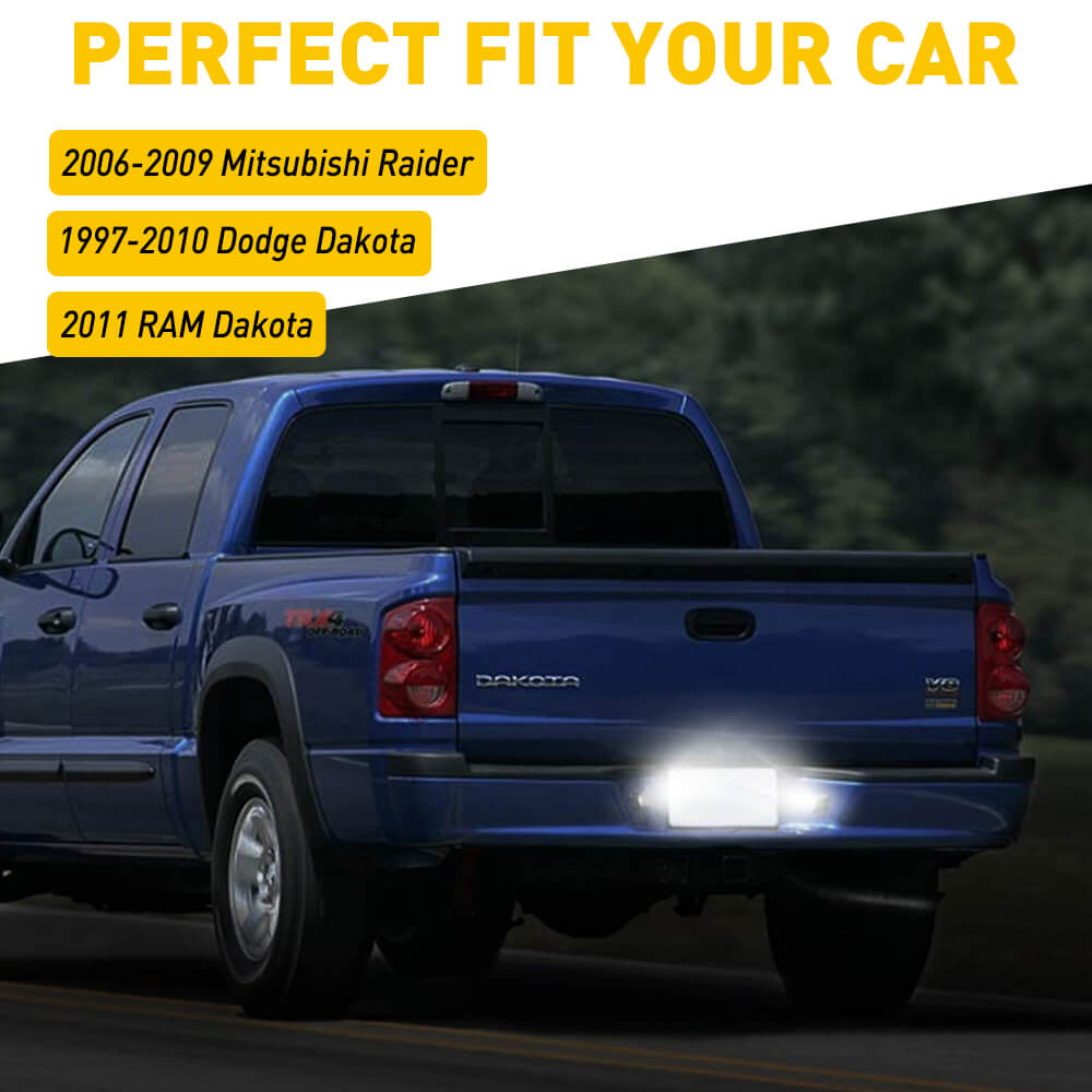 LED License Plate Lights Tag Light Lamp Assembly for 1997-2011 Dodge Ram Dakota & 2006-2009 Mitsubishi Raider - 6000K White Xenon Brightness - Perfect for Night Driving & Enhanced Vehicle Appearance