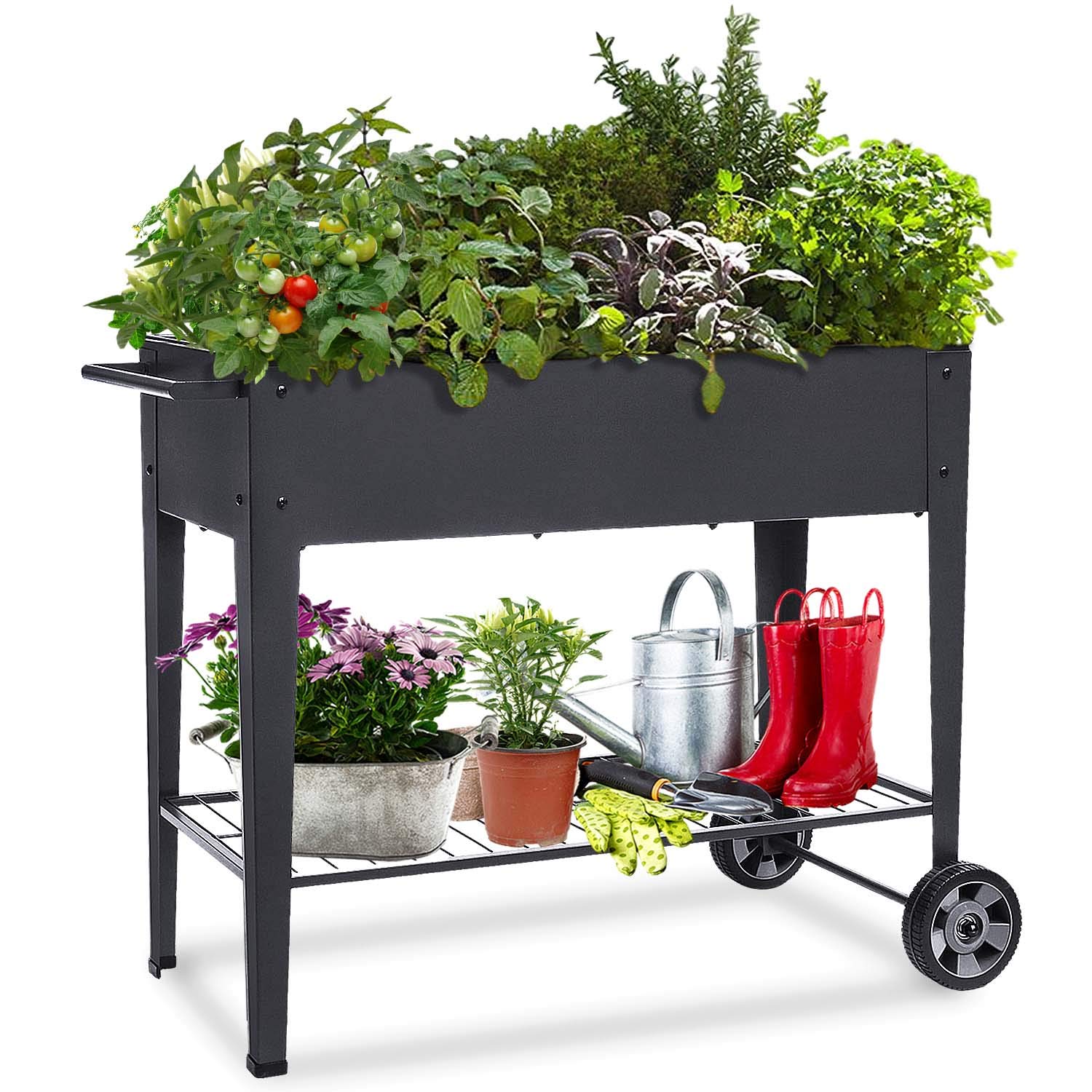 Elevated Raised Planter Box with Legs & Wheels - Outdoor Garden Bed for Vegetables, Flowers, Herbs - Perfect for Patio, Deck, Balcony Gardening