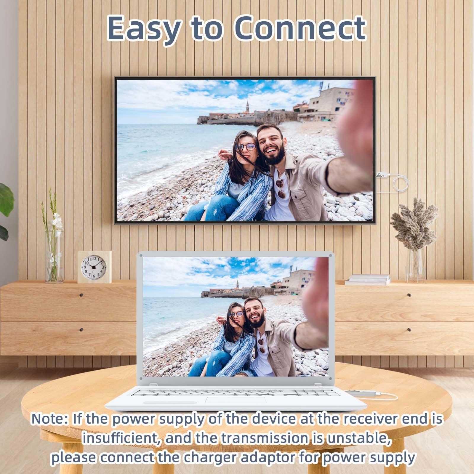 **SUNMEG Wireless HDMI Transmitter & Receiver Kit - 4K/1080P 60Hz HDMI Extender, Plug & Play 2.4G/5G Dual Band for Streaming Video & Audio from Laptop/PC/Projector to Monitor - Ideal for Home Theater, Gaming & Office Presentations**