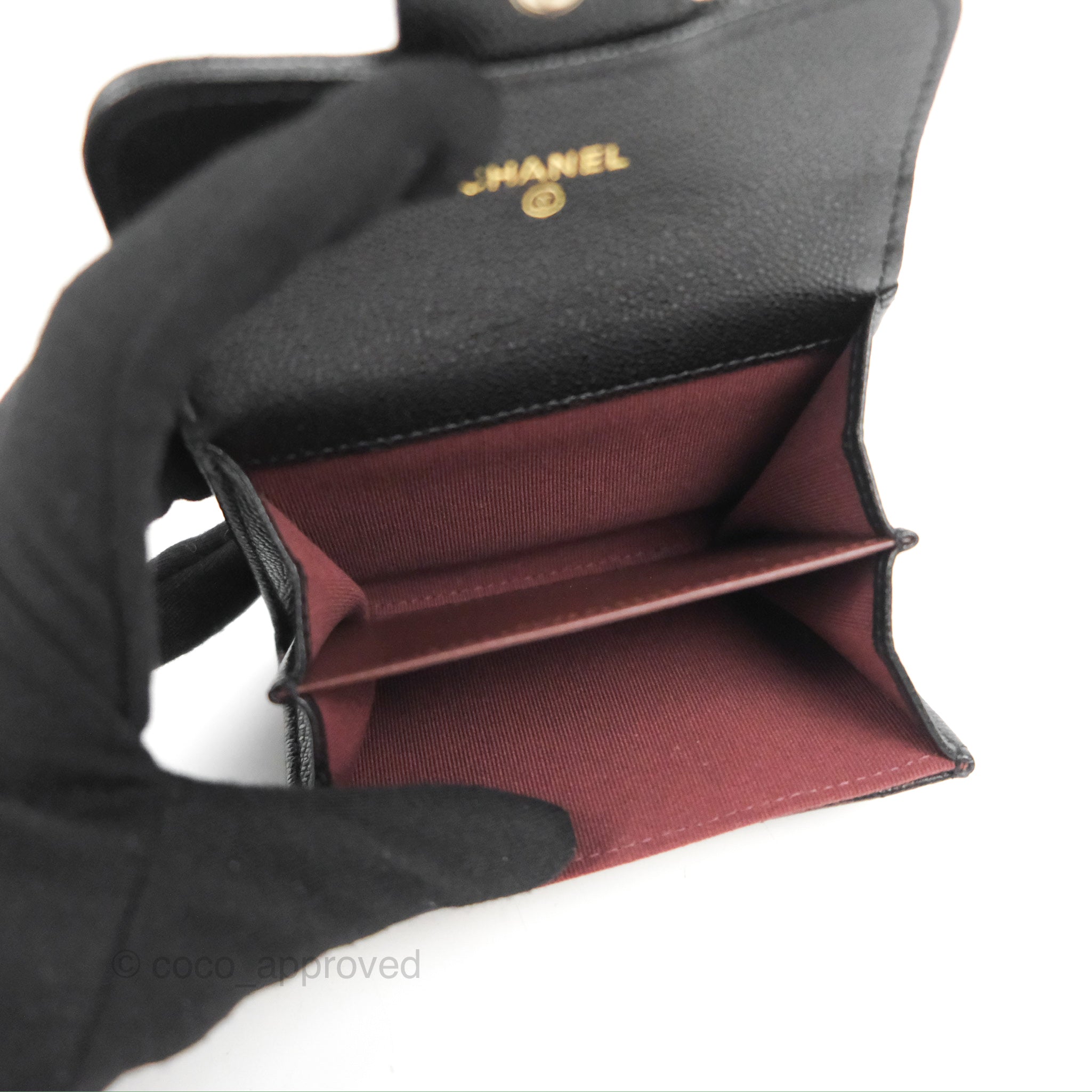 Chanel Classic Flap Coin Purse - Black Caviar Leather with Gold Hardware | Luxury Compact Wallet for Women | Perfect for Everyday Use & Special Occasions