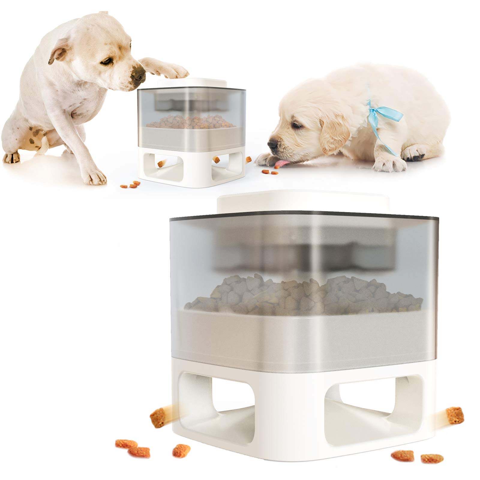 FITHOOD Slow Feeder Dog Bowl - Anti-Choking Puzzle Feeder for Fast Eaters, Pet Training & Mental Stimulation Toy (White) - Perfect for Mealtime Fun & Portion Control for Small & Large Dogs