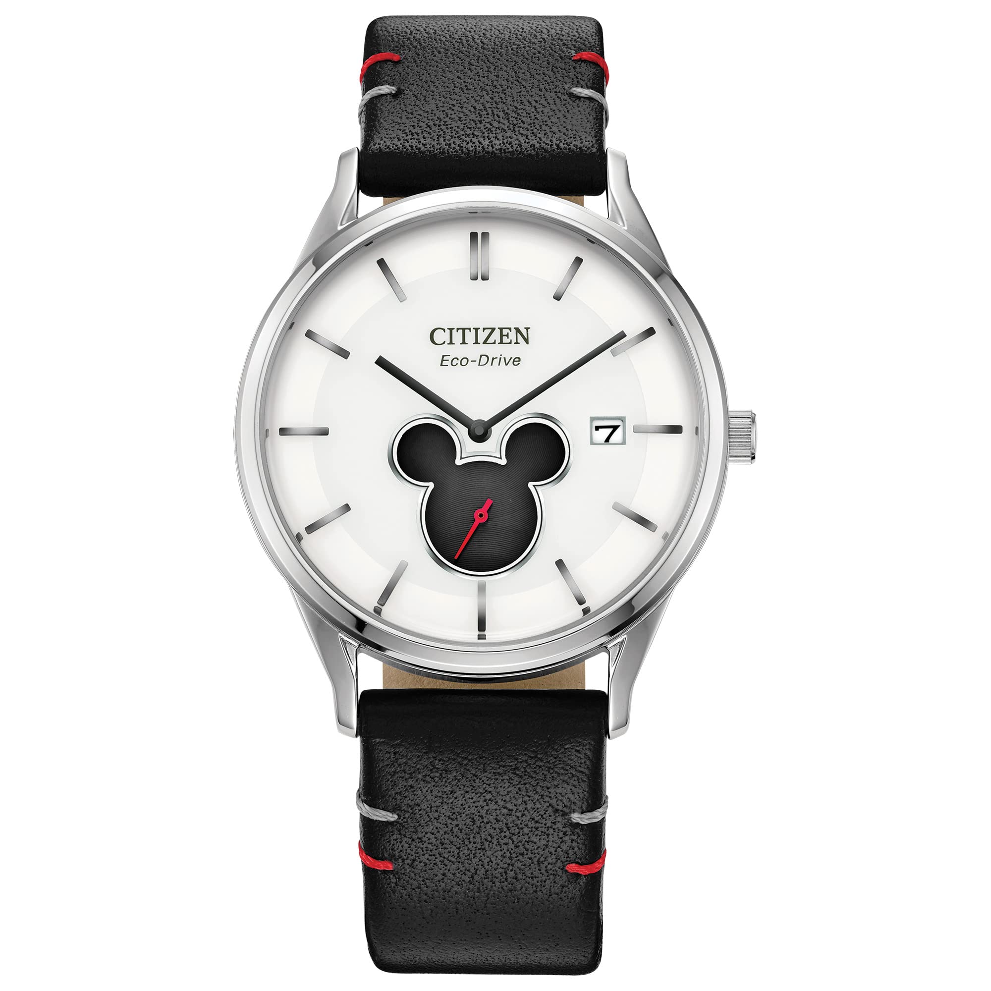Citizen Eco-Drive Disney Mickey Mouse Unisex Watch - Stainless Steel Case with Genuine Leather Strap - Solar Powered, Water Resistant - Perfect for Disney Fans, Collectors & Everyday Wear