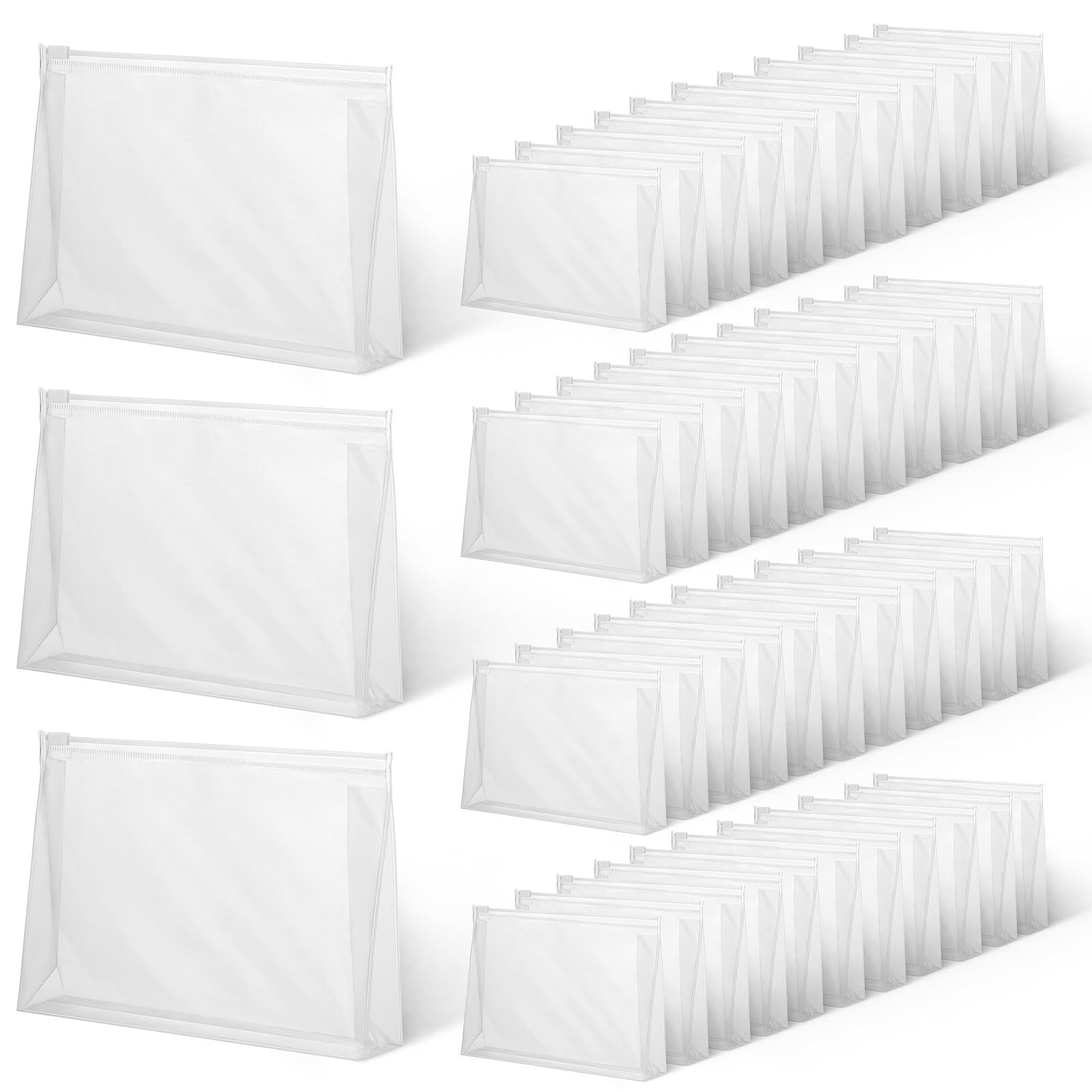 50-Pack Mini Clear PVC Makeup Bags - Waterproof Cosmetic Organizer Pouches with Zippers - Small Travel Toiletry Bags for Makeup, Jewelry & Accessories - Perfect for Travel, Gym, Daily Cosmetics Storage