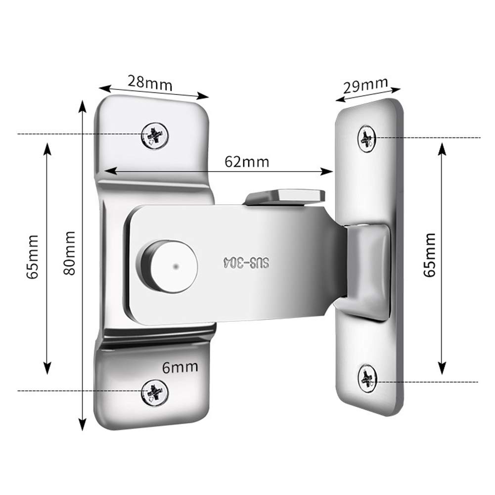 90 Degree Stainless Steel Door Latch - Right Angle Sliding Door Lock for Home Safety, Furniture Hardware Accessories (Medium Size) - Secure Cabinets, Closets & Sliding Doors