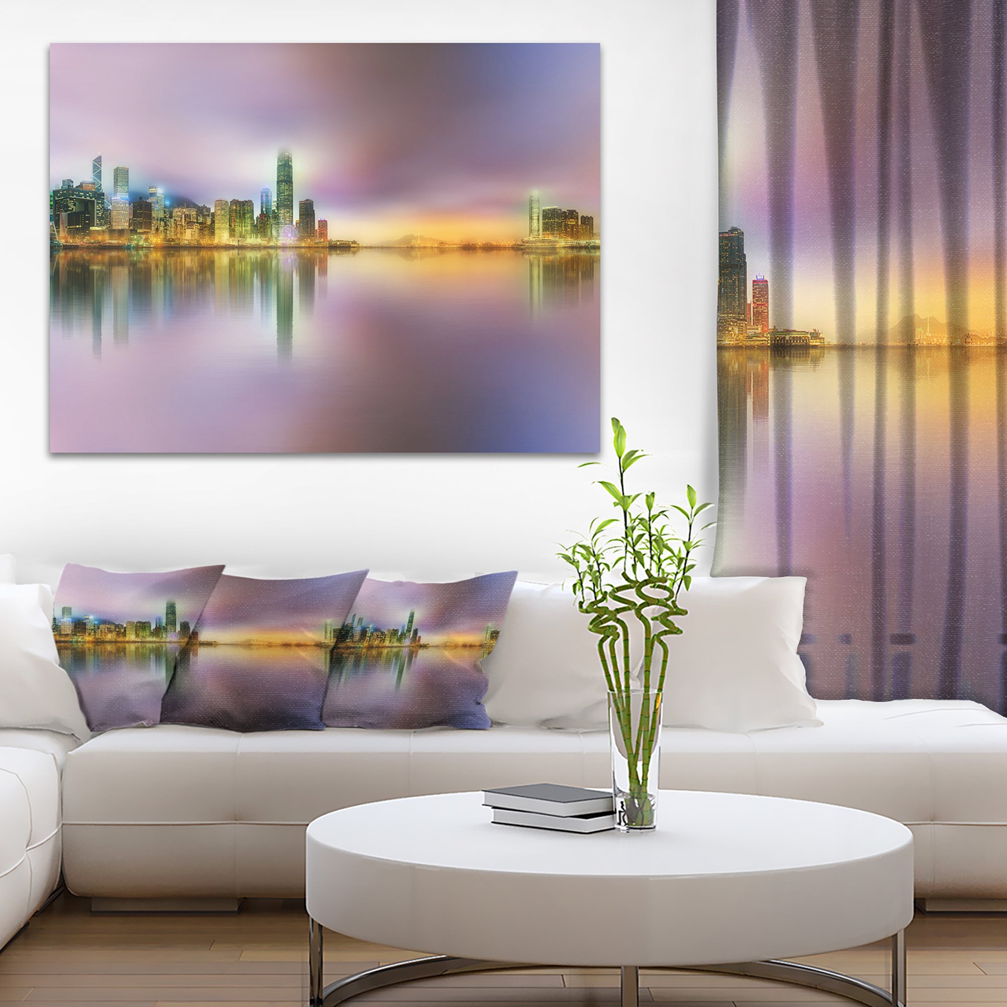 Hong Kong Twilight Skyline Panoramic Photo - Stunning Cityscape Canvas Print for Home & Office Wall Decor