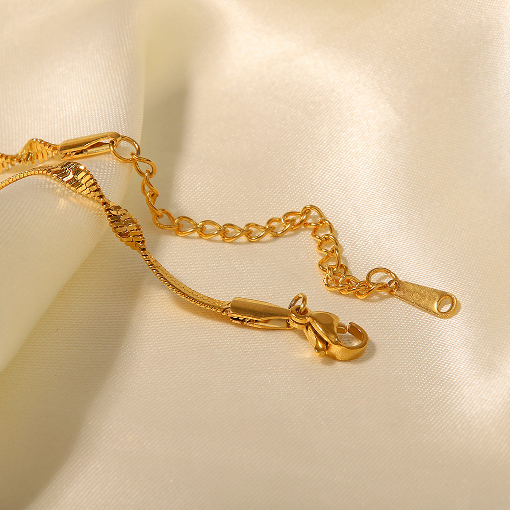 18K Gold Plated Stainless Steel Snake Chain Bracelet for Women - Waterproof, Hypoallergenic, Durable Jewelry Gift for Anniversary, Birthday | Everyday Wear, Date Night, Special Occasions