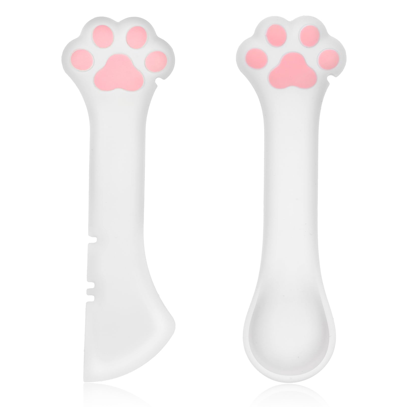 Paw-Shaped Silicone Cat Food Spoon & Can Opener Set - 2-Piece Cute Pet Food Spatula for Wet or Dry Dog & Cat Treats - Perfect for Easy Feeding & Portion Control