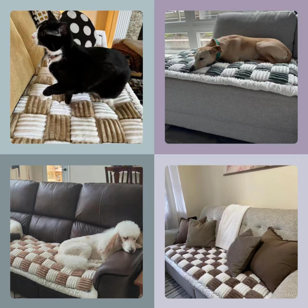 Washable Dog Couch Cover Protector for Large Dogs - 27.5 x 82.6 Inch Sofa Protector, Pet Mat Bed Cover in Blue-Gray (AMM-178) - Perfect for Pet Owners to Protect Furniture from Scratches, Hair & Spills