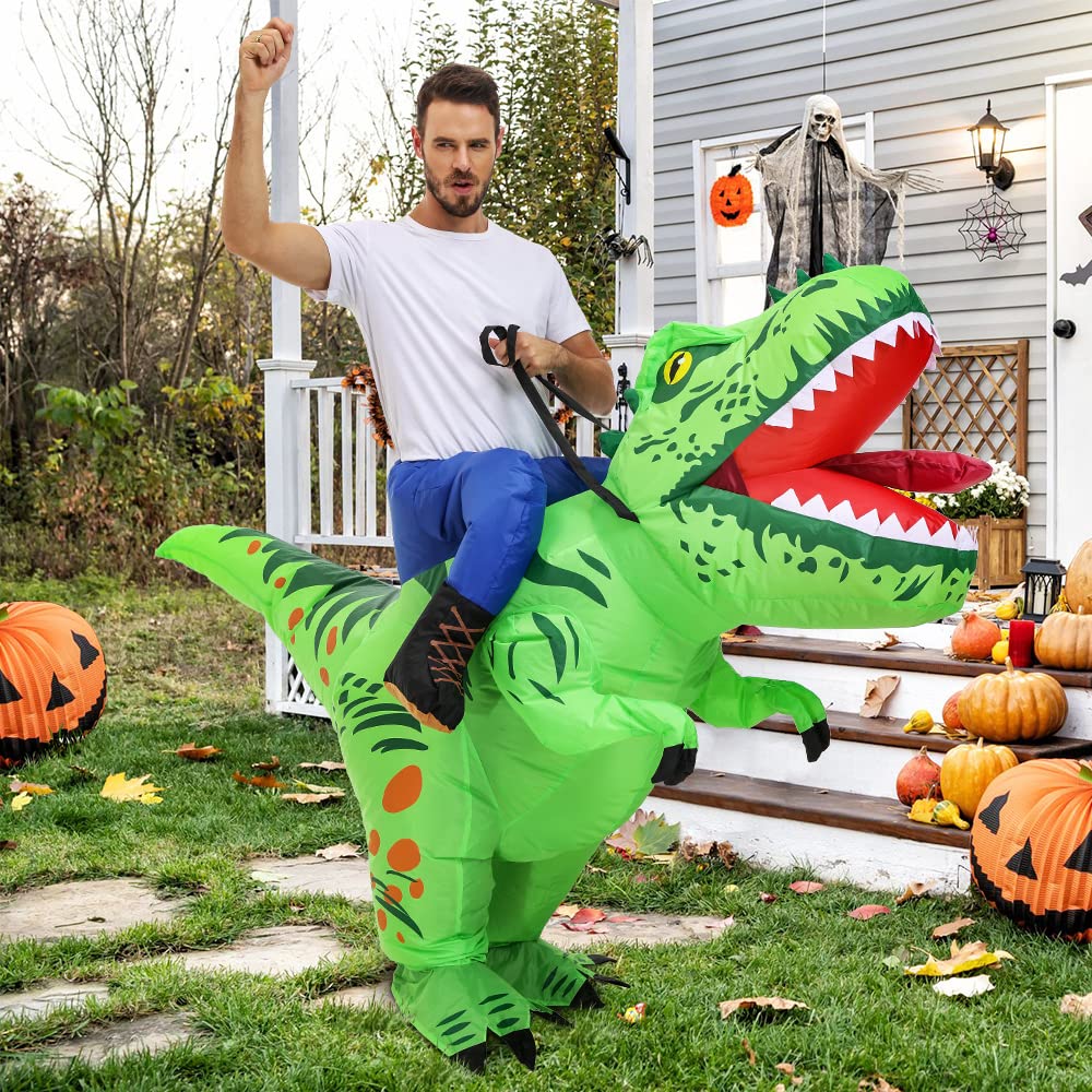 MT MENGTONG Inflatable Dinosaur Costume for Adults - Funny T-Rex Halloween Costume for Men & Women | Dinosaur Rider Outfit for Parties, Cosplay & Events