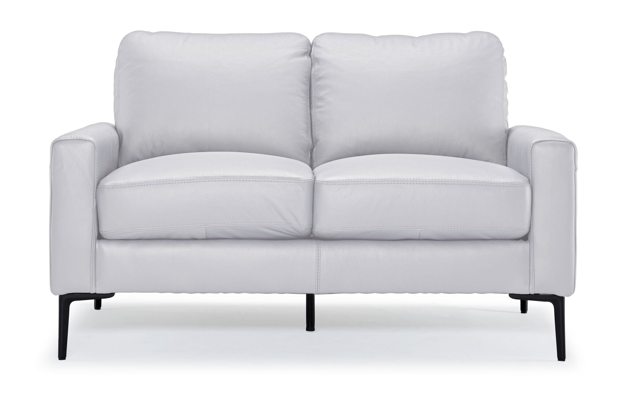 Premium Chito Leather Loveseat Sofa - Silver Grey | Modern Small Couch for Living Room, Apartment & Office | Comfortable 2-Seater with Luxurious Leather Upholstery