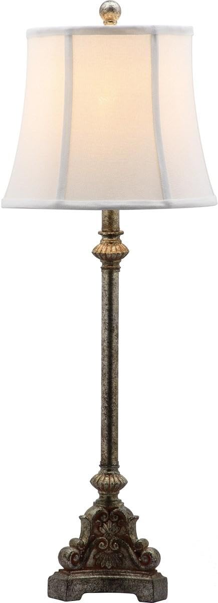 SAFAVIEH Rimini 34-inch Traditional Rustic Farmhouse Table Lamp Set of 2 with LED Bulbs - Antique Silver Finish for Bedroom, Living Room, Home Office & Nightstand Lighting Decor