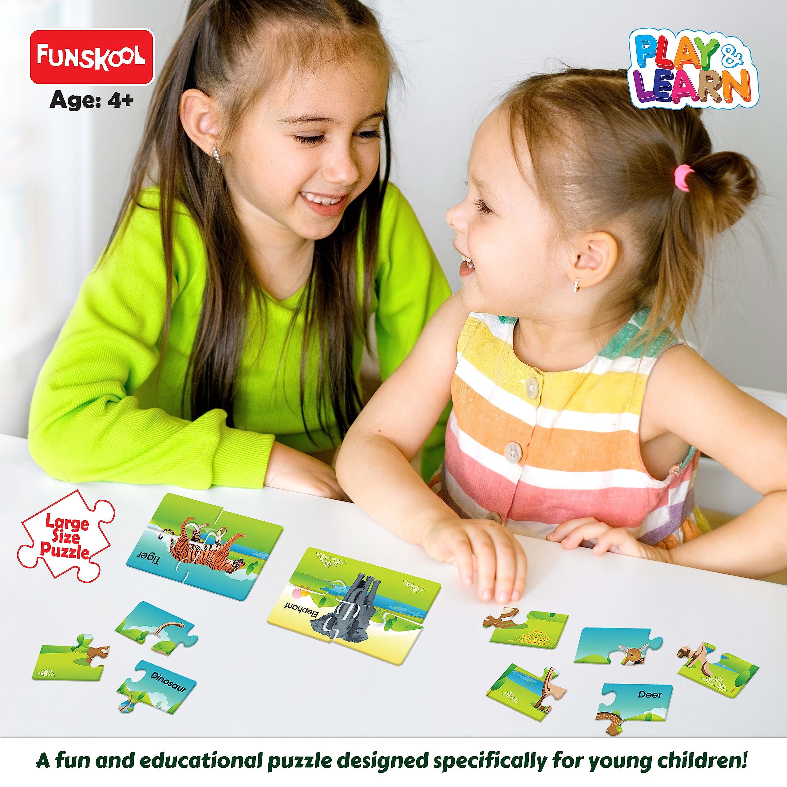 Funskool Play & Learn Animals Puzzle - 16 Piece Educational Toy for Kids Ages 3+ | Multicolor Learning Game for Preschool Development & Family Bonding Activities