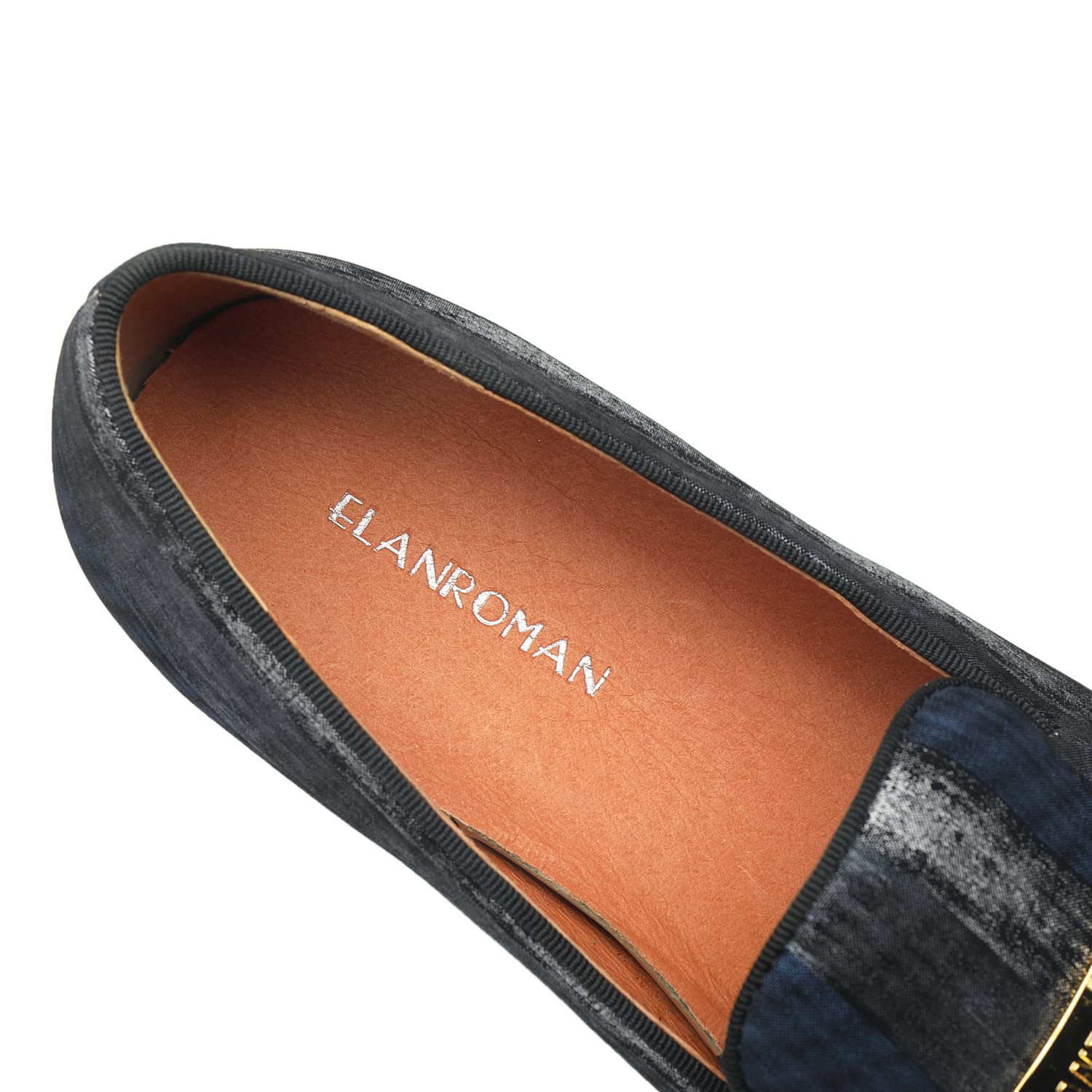ELANROMAN Men's Gold Buckle Loafers - Stylish Slip-On Penny Loafers for Wedding, Party & Business Casual | Comfortable Dress Shoes for Men | Perfect for Formal Events, Office & Date Nights