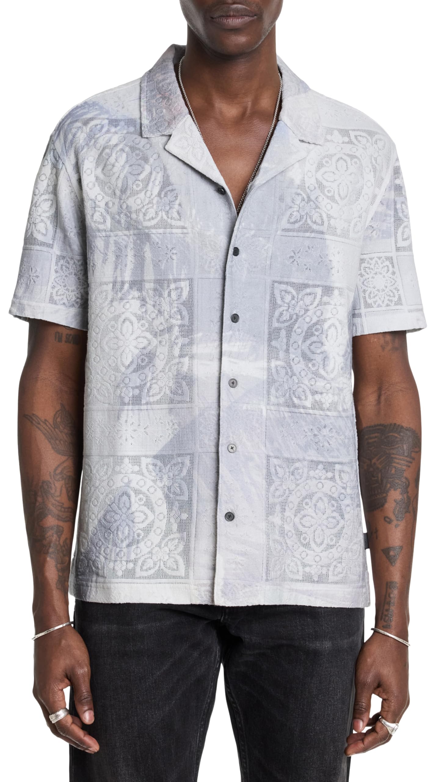 John Varvatos Men's Arya Button-Down Shirt - Slim Fit Casual Dress Shirt for Work & Date Night | Premium Cotton, Long Sleeve, Stylish Business & Party Wear