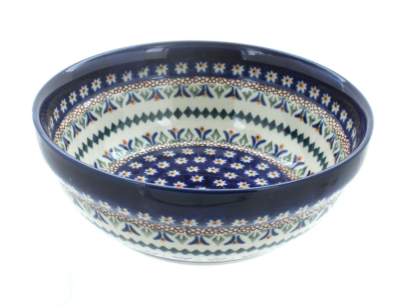 Handmade Blue Rose Polish Pottery Daisy Cereal & Soup Bowl – Elegant Ceramic Dish for Breakfast, Soup, or Dessert – Perfect for Home Dining & Gift Giving