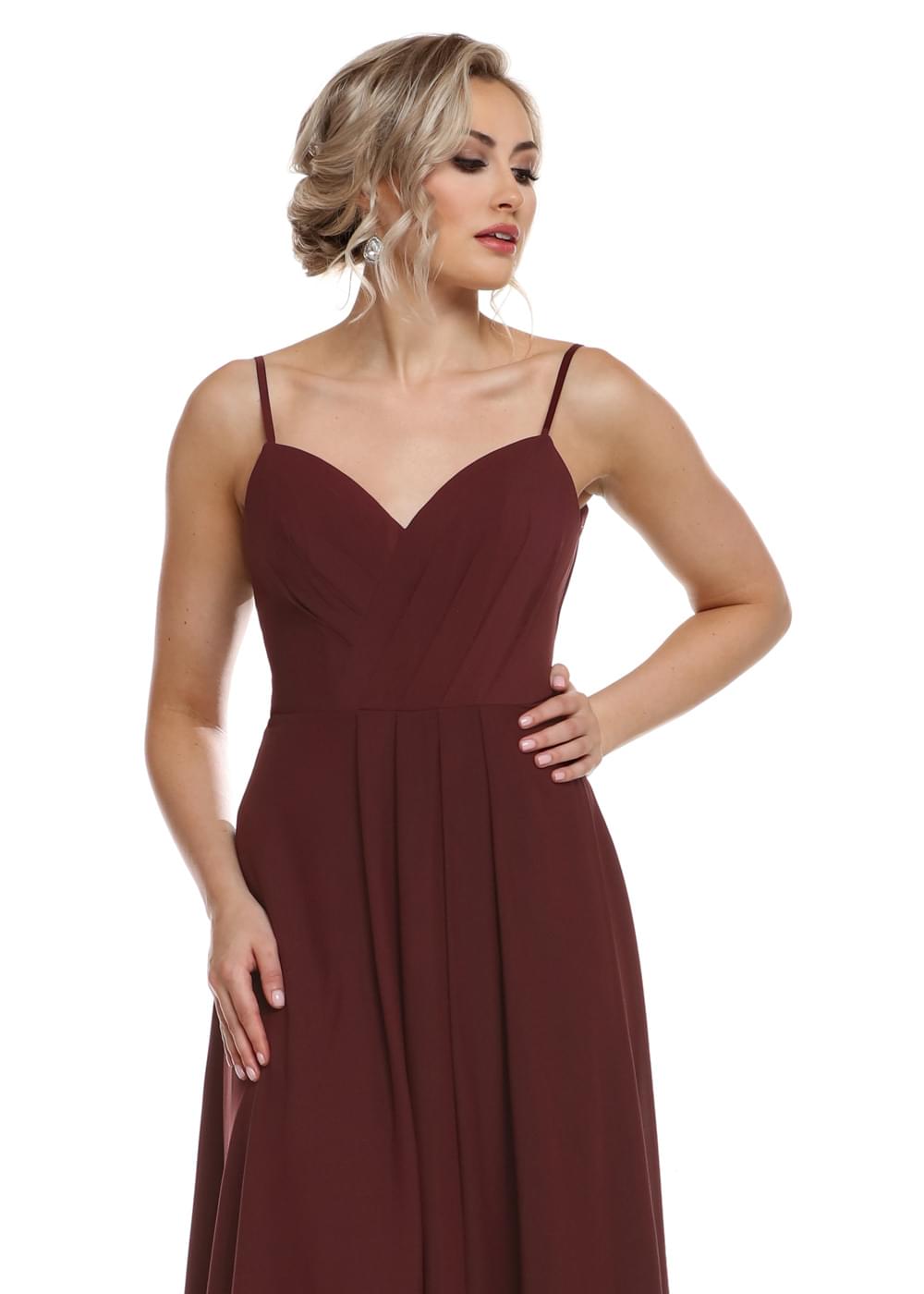 Elegant 83019 Stretch Chiffon A-Line Bridesmaid Dress with Cowl Back - Perfect for Weddings, Formal Events & Evening Parties