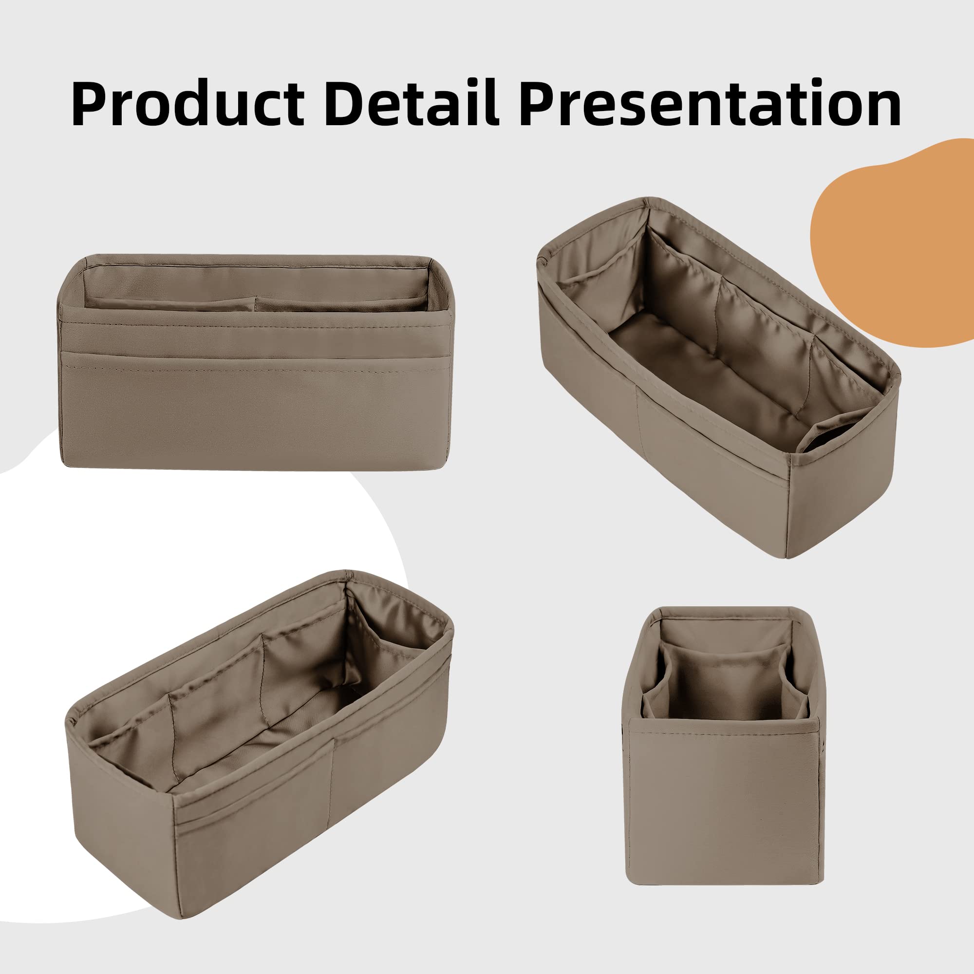 DGAZ Luxury Silky Purse Organizer Insert for Handbags & Totes - Perfect Fit for Hermes Garden Party 30/36 Bags (Etoupe Grey, GP36) | Keep Your Essentials Organized at Work, Travel & Daily Use