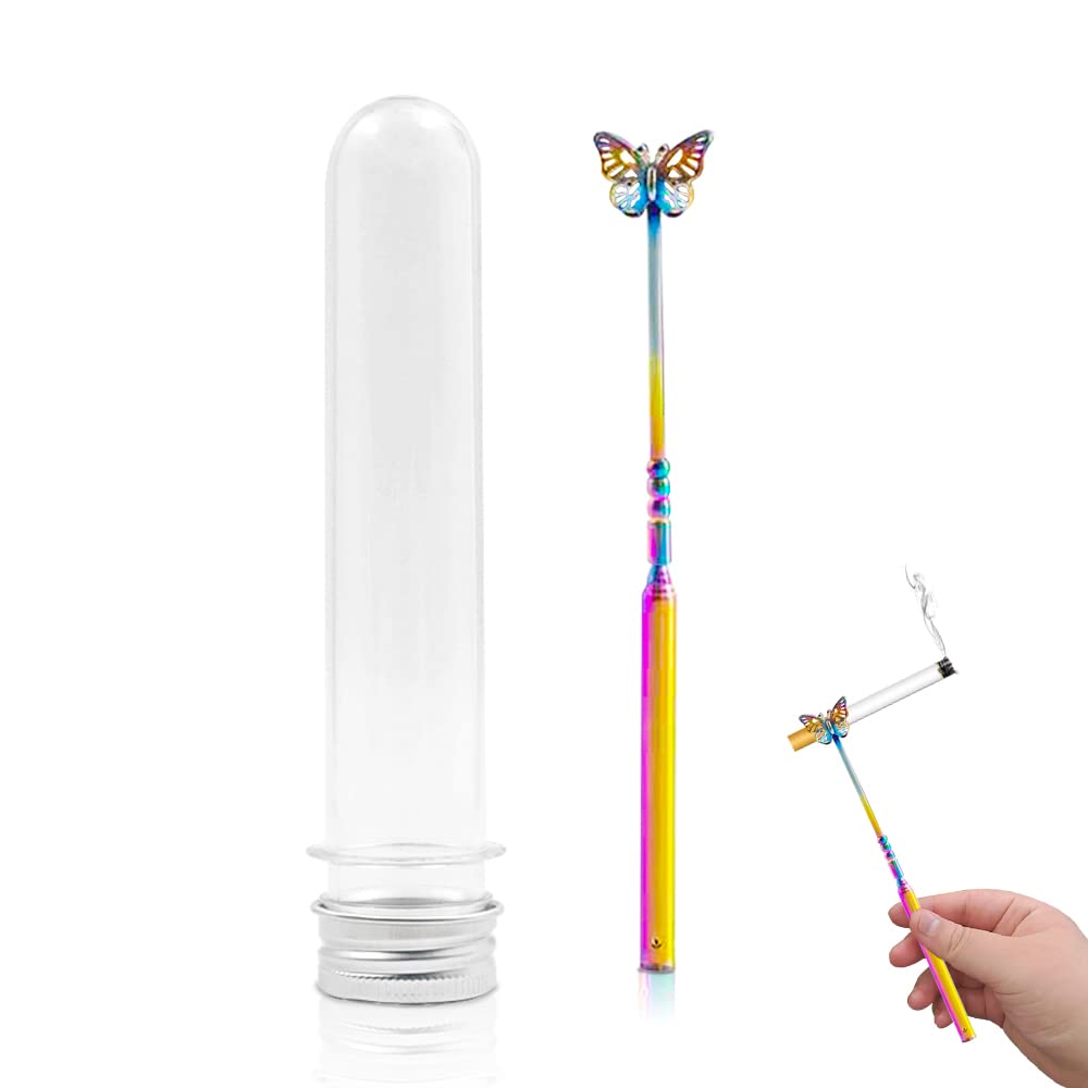 Elegant Extendable Cigarette Holder with Clear Storage Case - Blunt & Joint Holder for Men & Women - Premium Rolled Tobacco Clip for Gentlemen & Ladies (Butterfly Design) - Perfect for Smoking Accessories, Travel & Social Gatherings