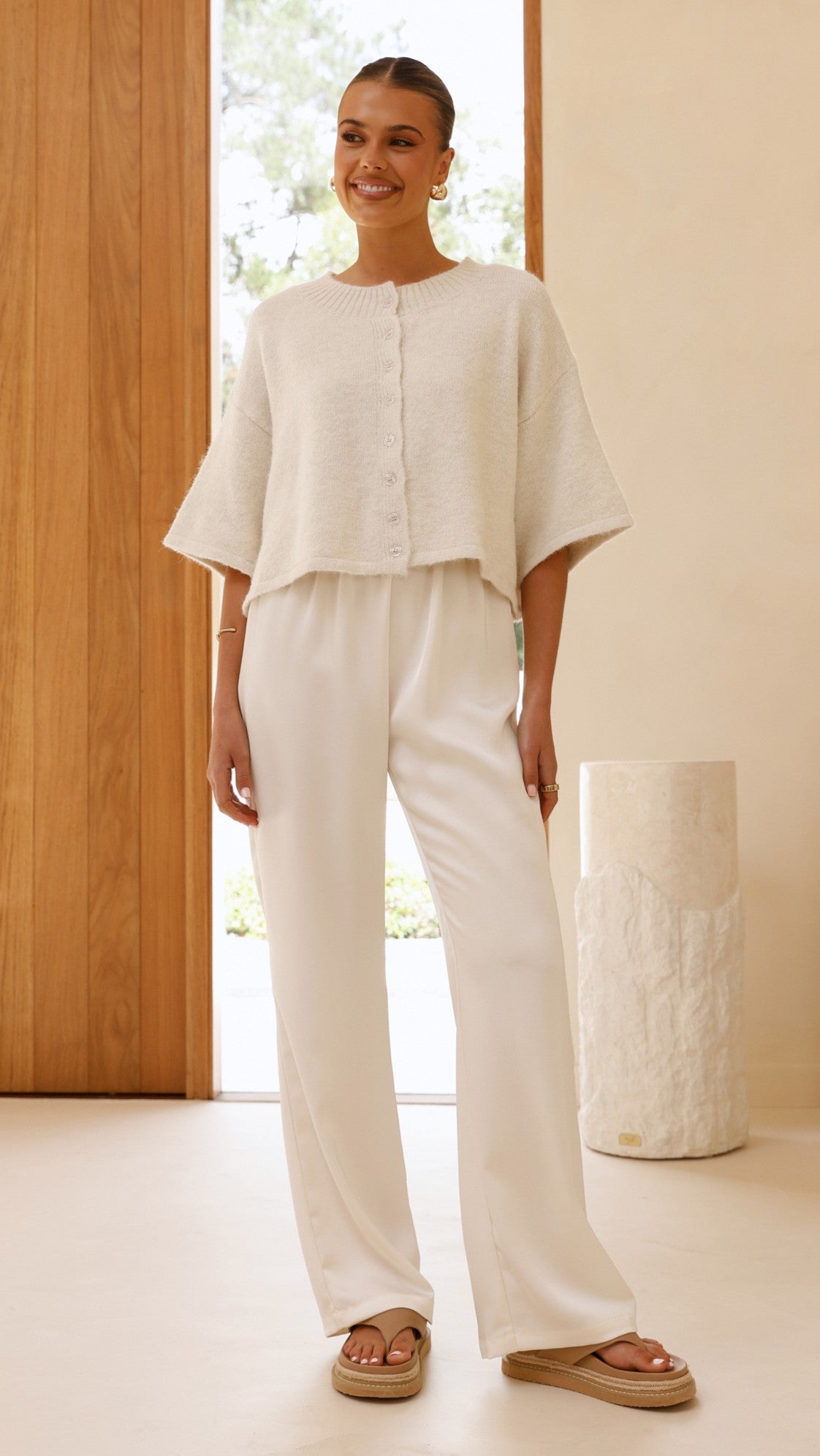 Gazelle Button Up Knit T-Shirt for Women - Soft Cotton Casual Shirt in Oatmeal Color | Perfect for Work, Weekend Outings & Layering