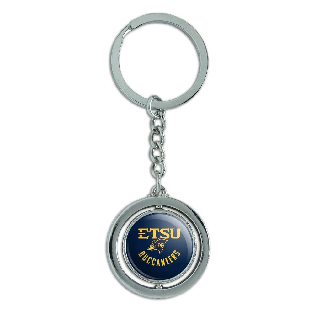 ETSU Buccaneers Keychain - Spinning Round Chrome Plated Metal Key Ring - Perfect for Gifts, School Spirit, and Game Day Accessories
