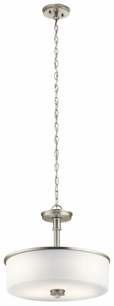3-Light Contemporary Retro Pendant Light Fixture - Brushed Nickel Finish with Satin Etched White Glass Shade | Perfect for Kitchen Island, Dining Room, and Entryway Lighting